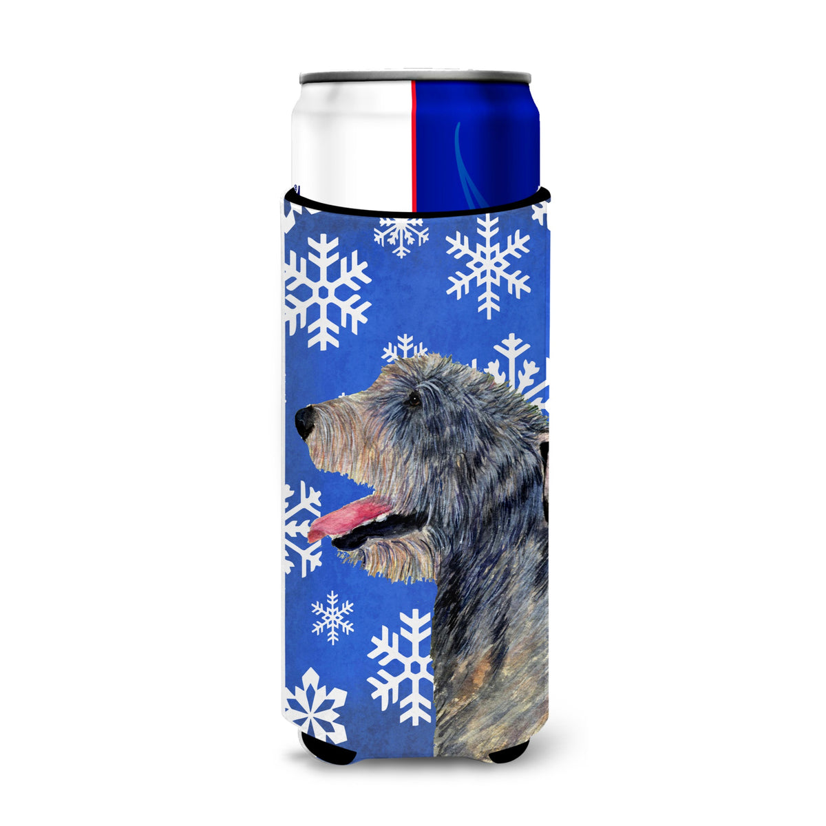 Irish Wolfhound Winter Snowflakes Holiday Ultra Hugger For Slim Cans