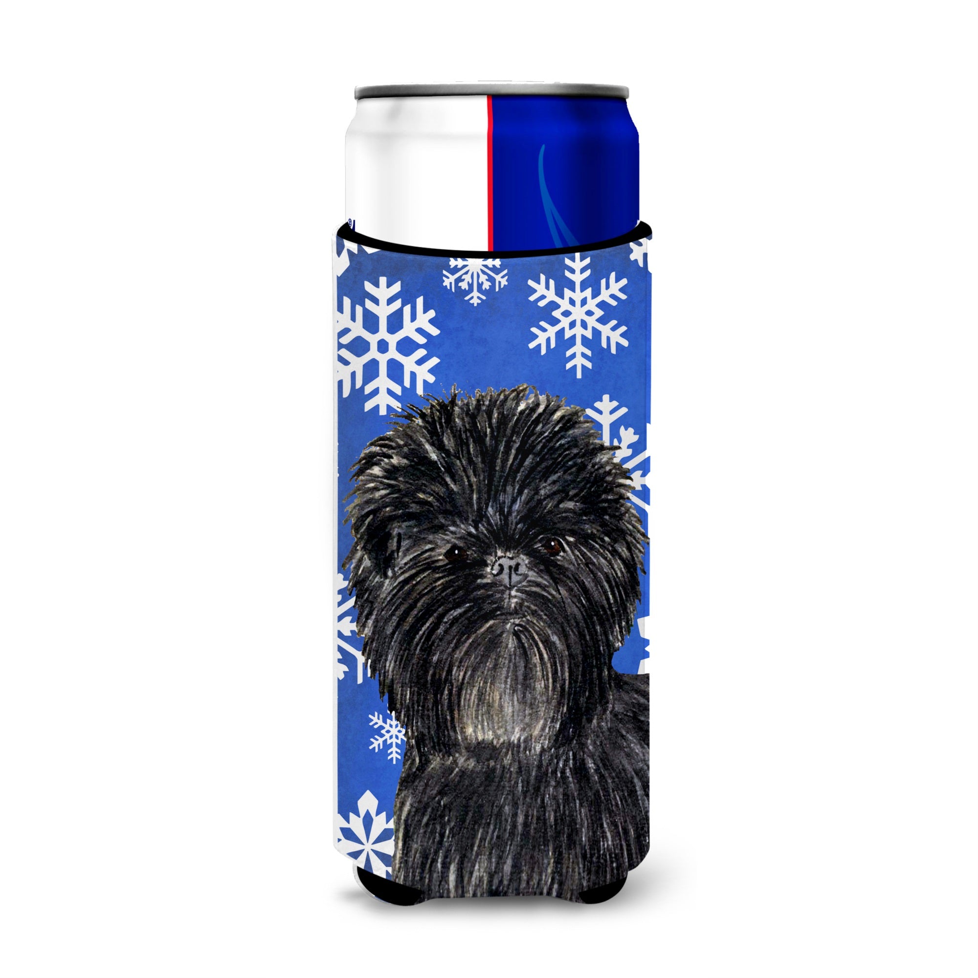 Affenpinscher Winter Snowflakes Holiday Ultra Hugger For Slim Cans