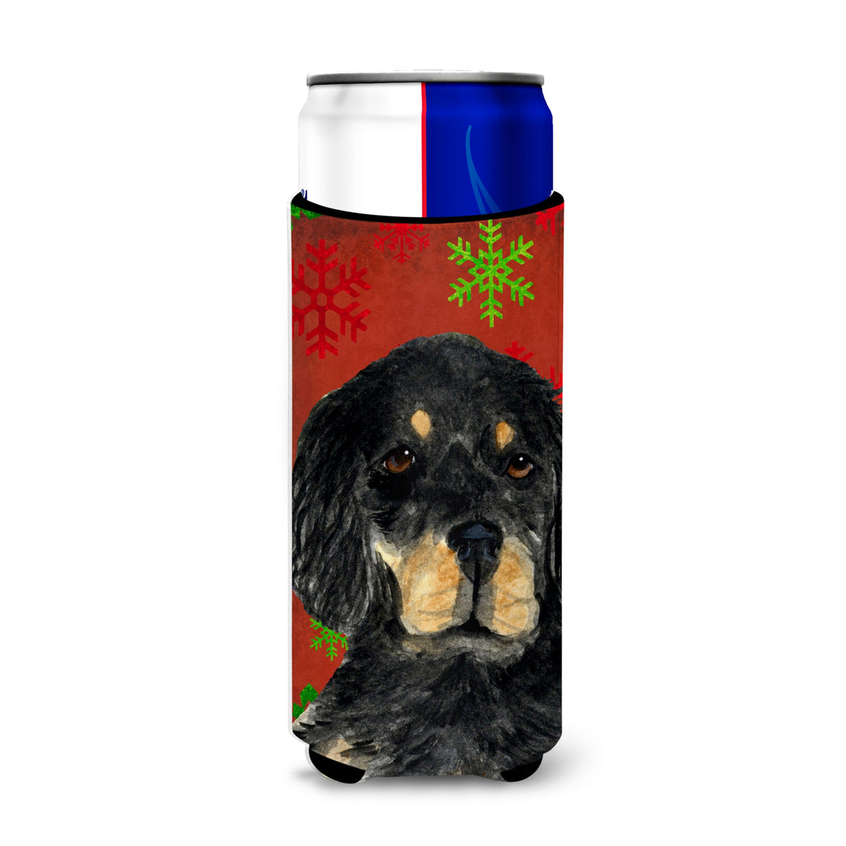 Gordon Setter Red Green Snowflakes Christmas Ultra Hugger For Slim Cans