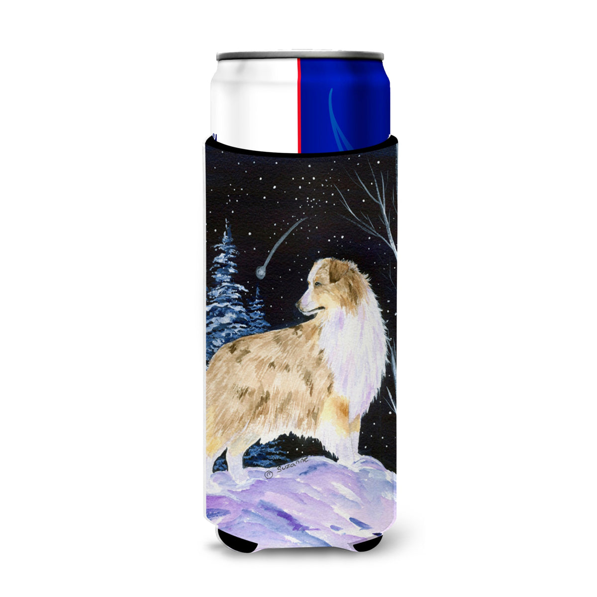 Starry Night Australian Shepherd Ultra Hugger For Slim Cans