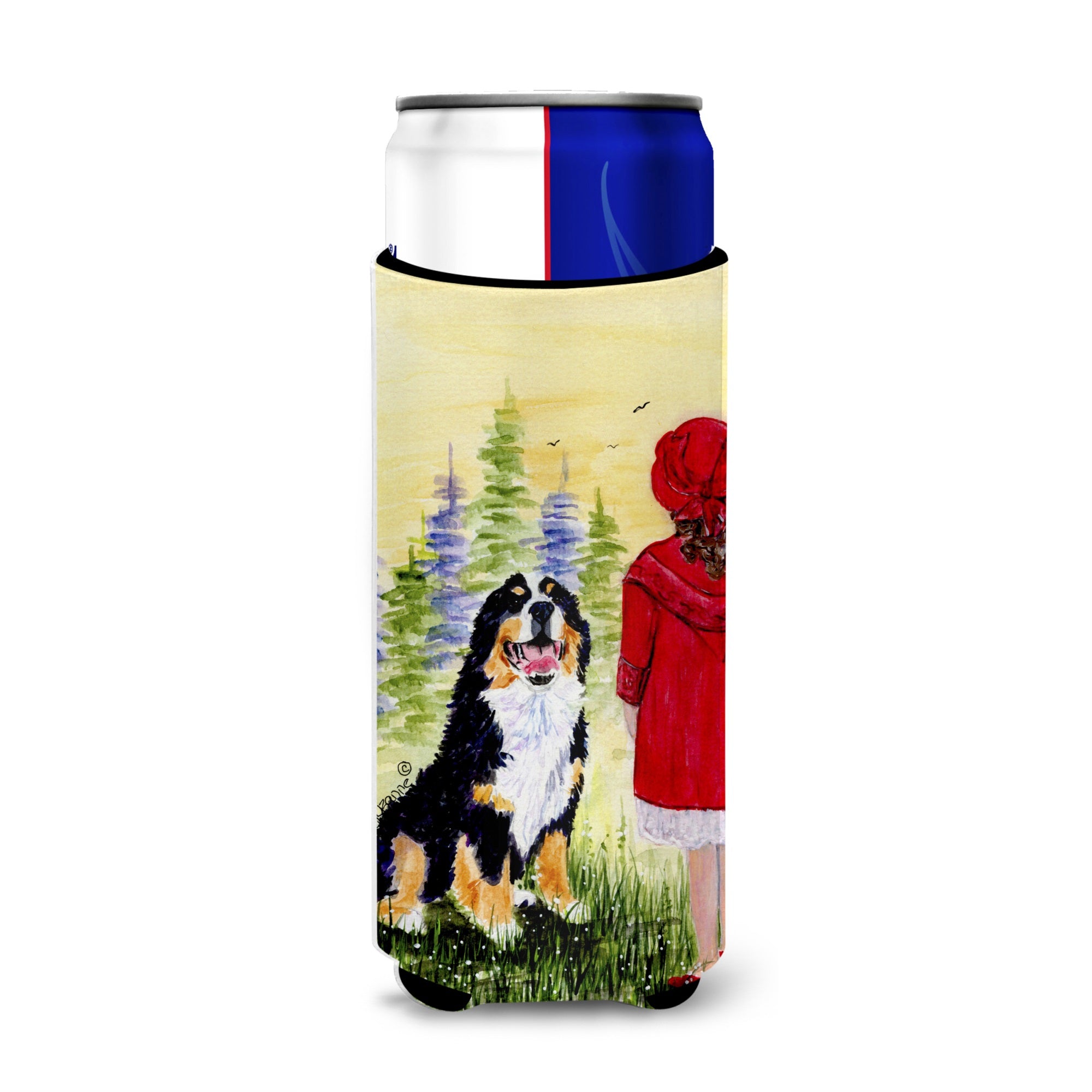 Little Girl With Her Bernese Mountain Dog Ultra Hugger For Slim Cans