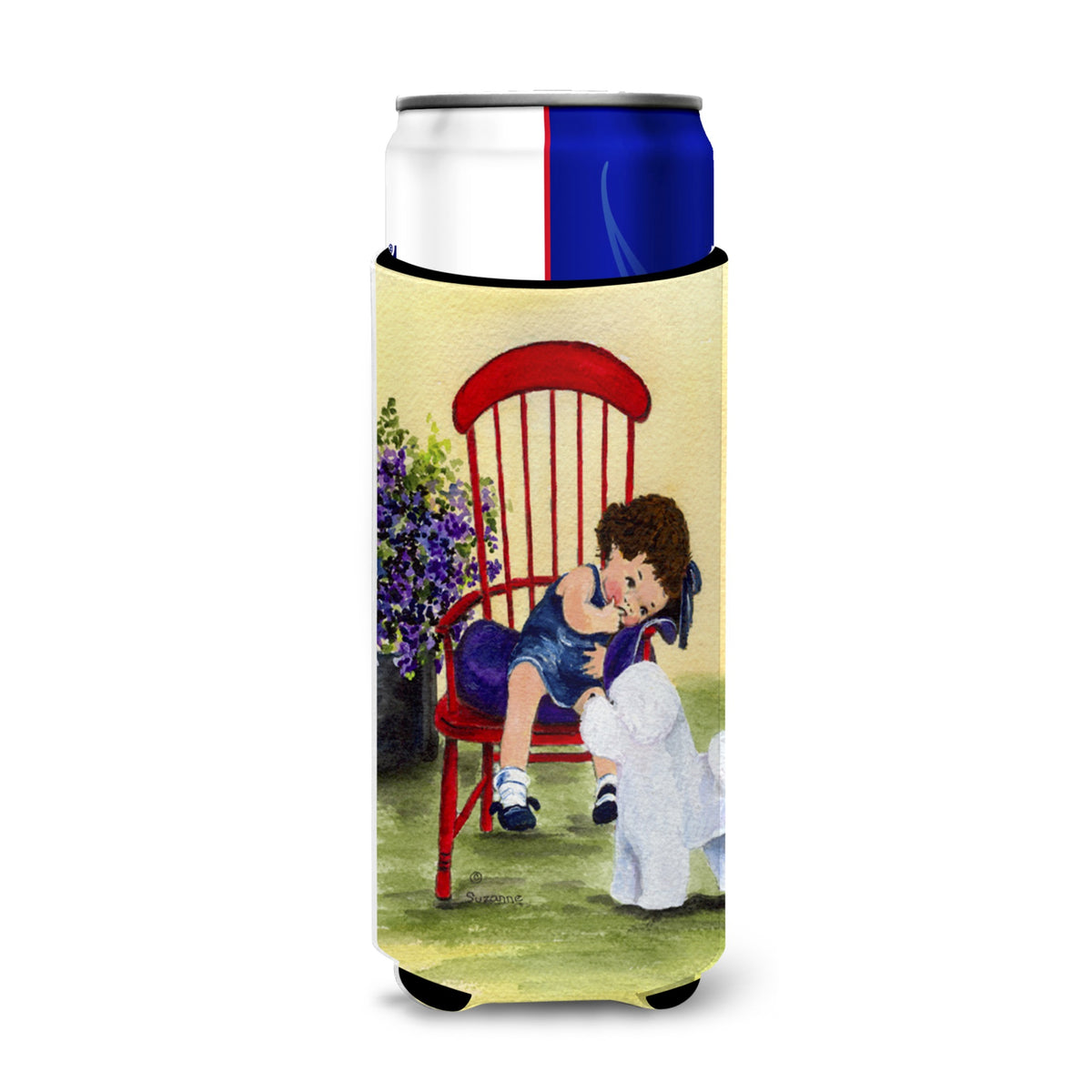 Little Girl With Her Bichon Frise Ultra Hugger For Slim Cans