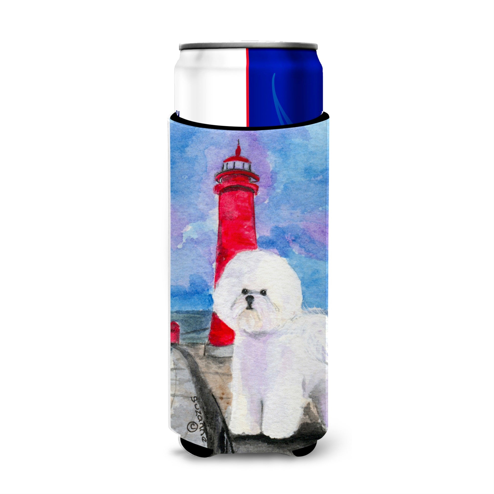 Lighthouse With Bichon Frise Ultra Hugger For Slim Cans