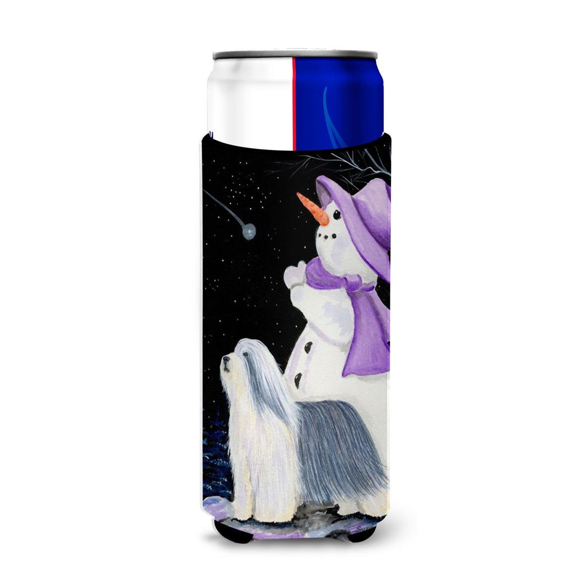 Snowman With Bearded Collie Ultra Hugger For Slim Cans