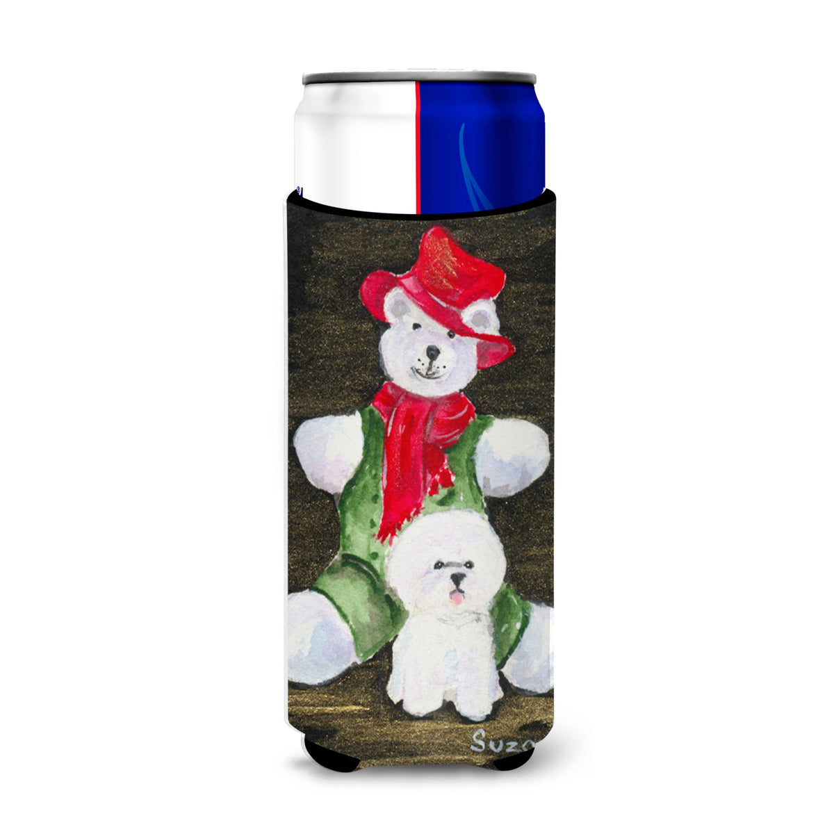 Bichon Frise With Teddy Bear Ultra Hugger For Slim Cans