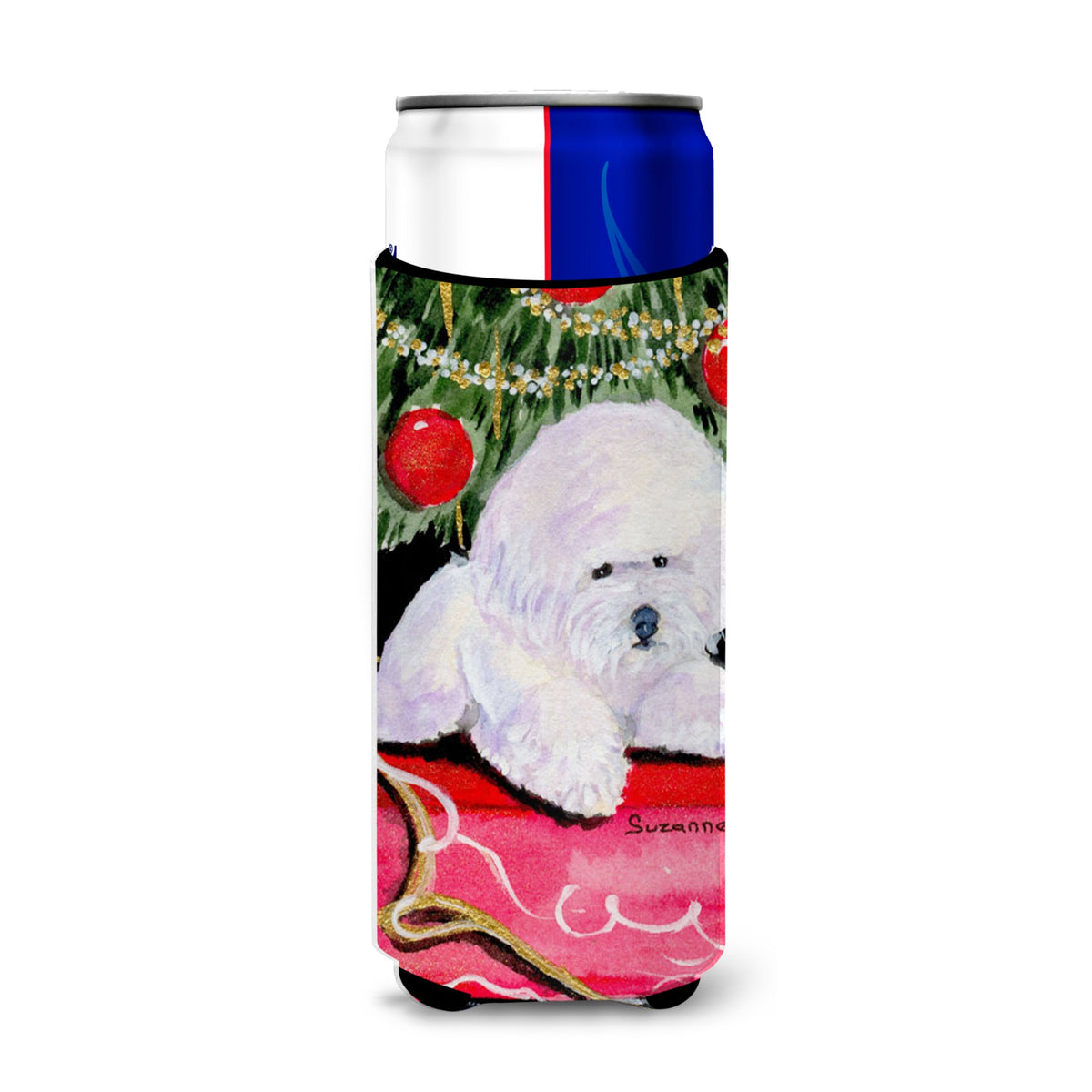 Christmas Tree With  Bichon Frise Ultra Hugger For Slim Cans
