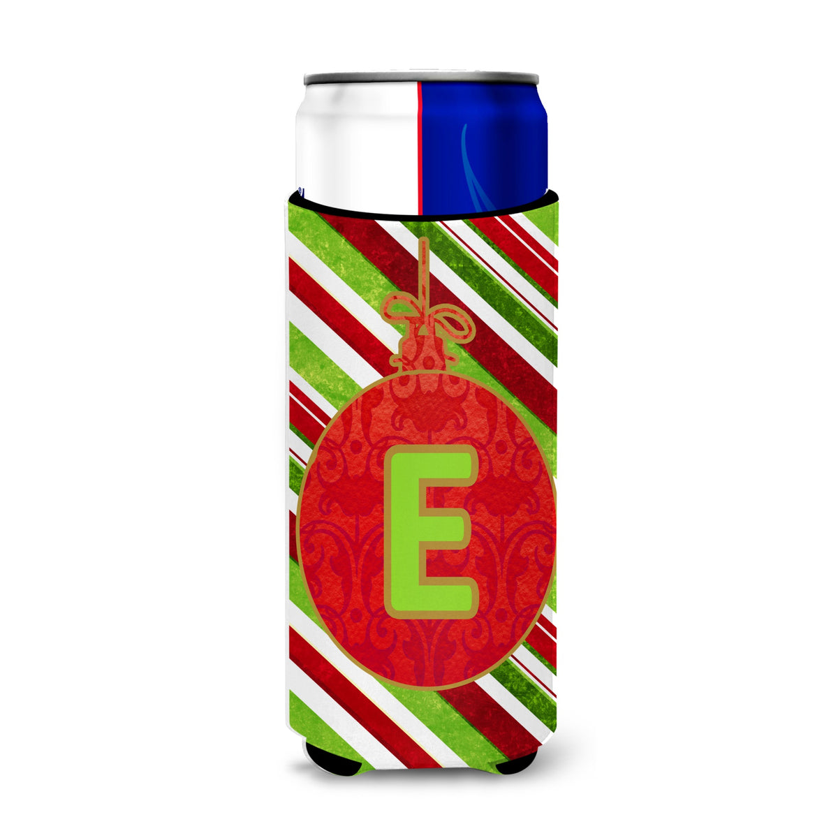 Christmas Oranment Holiday Initial Letter E Ultra Hugger For Slim Cans