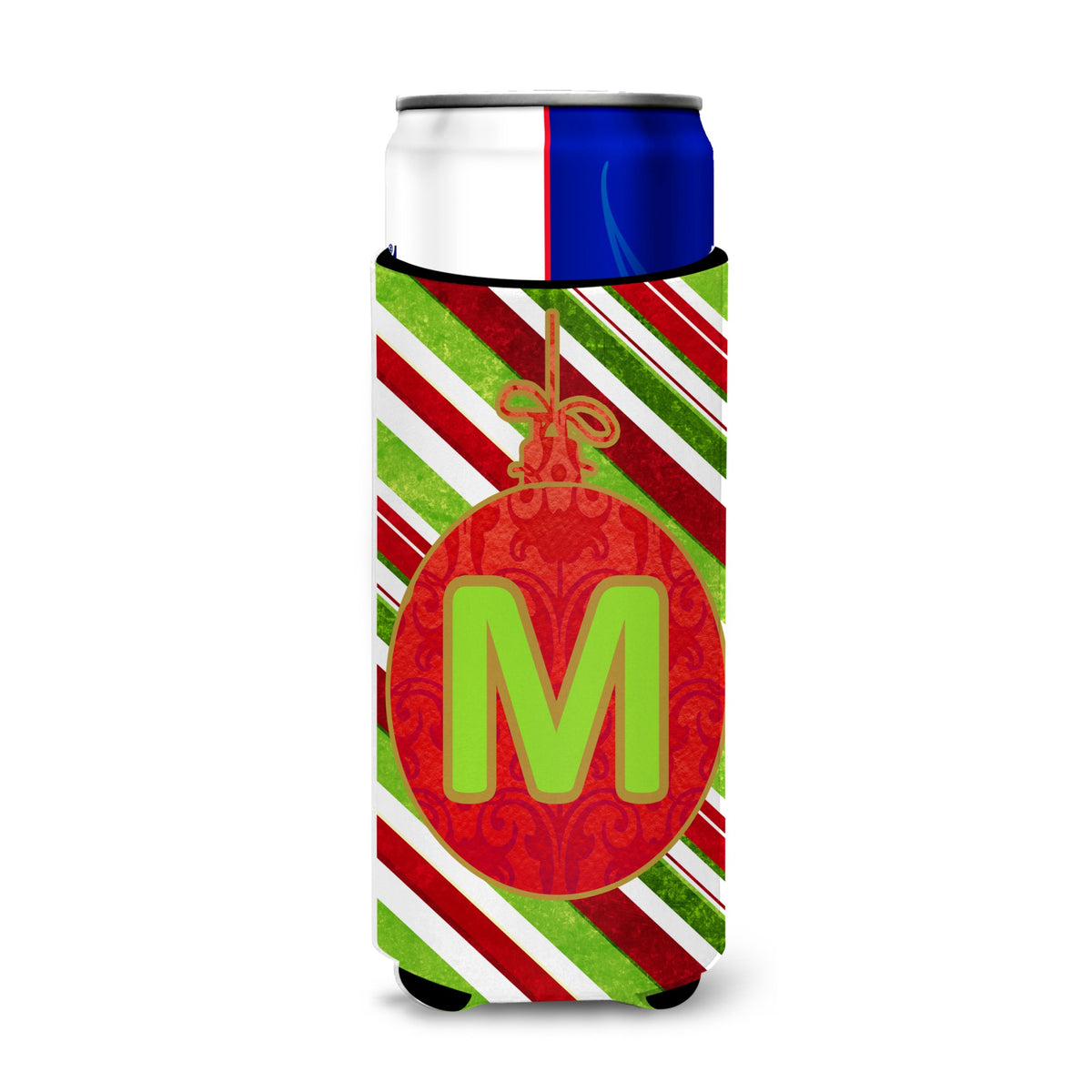 Christmas Oranment Holiday Initial Letter M Ultra Hugger For Slim Cans