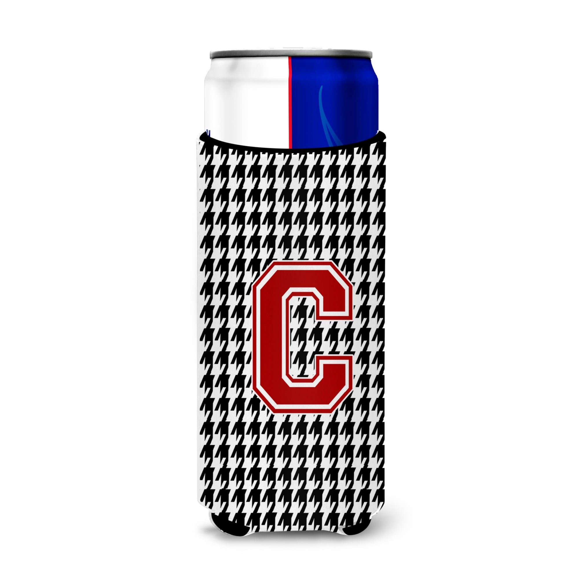 Letter C Monogram - Houndstooth Black Ultra Hugger For Slim Cans