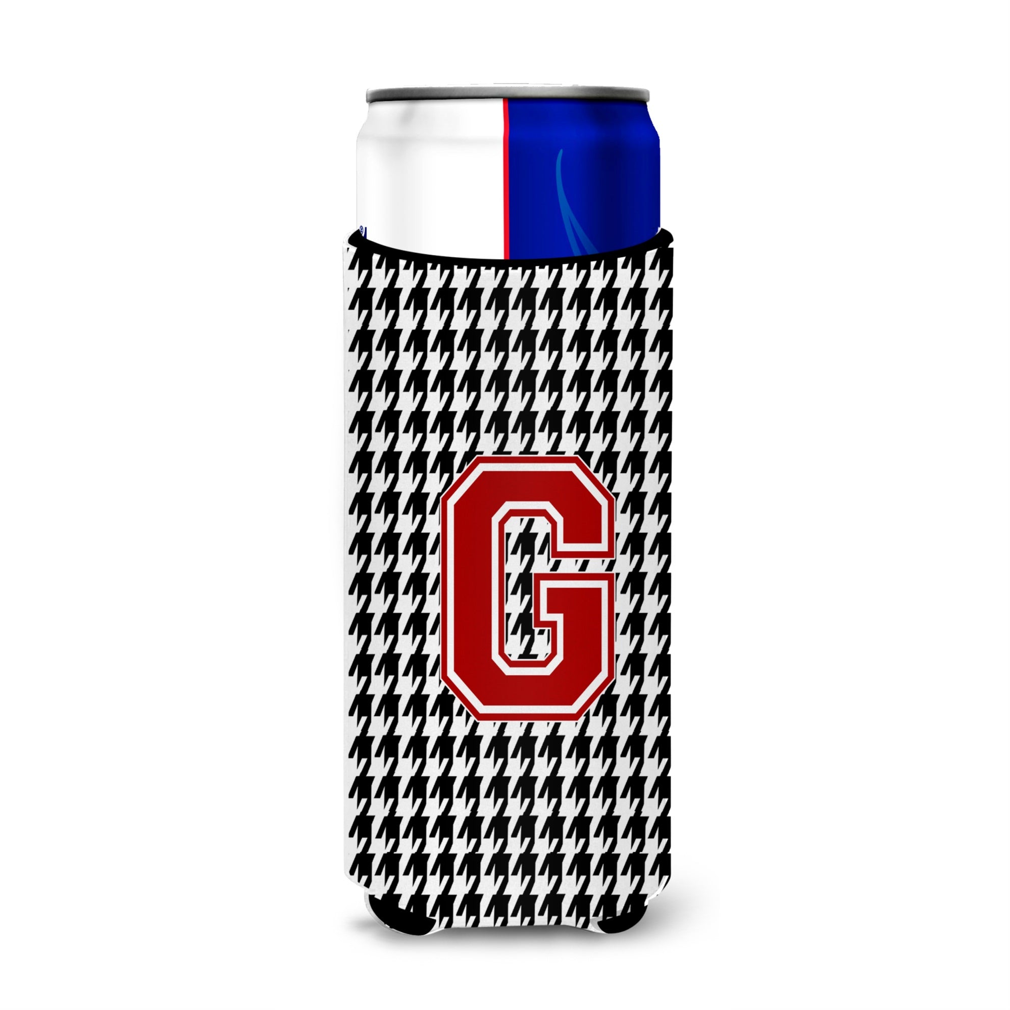 Letter G Monogram - Houndstooth Black Ultra Hugger For Slim Cans
