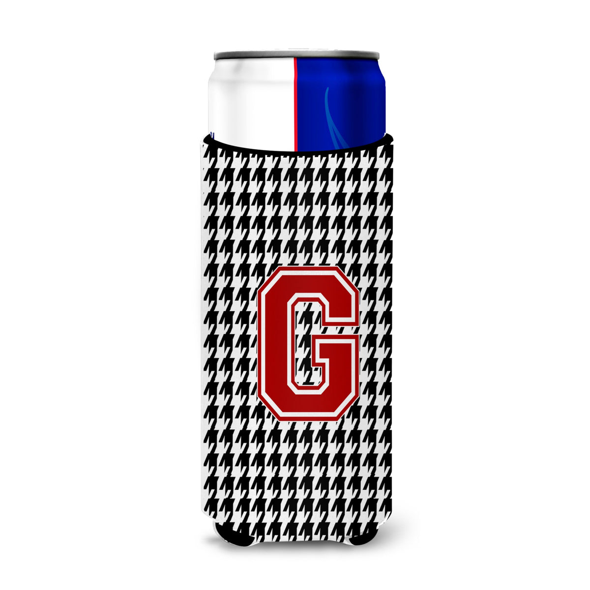 Letter G Monogram - Houndstooth Black Ultra Hugger For Slim Cans