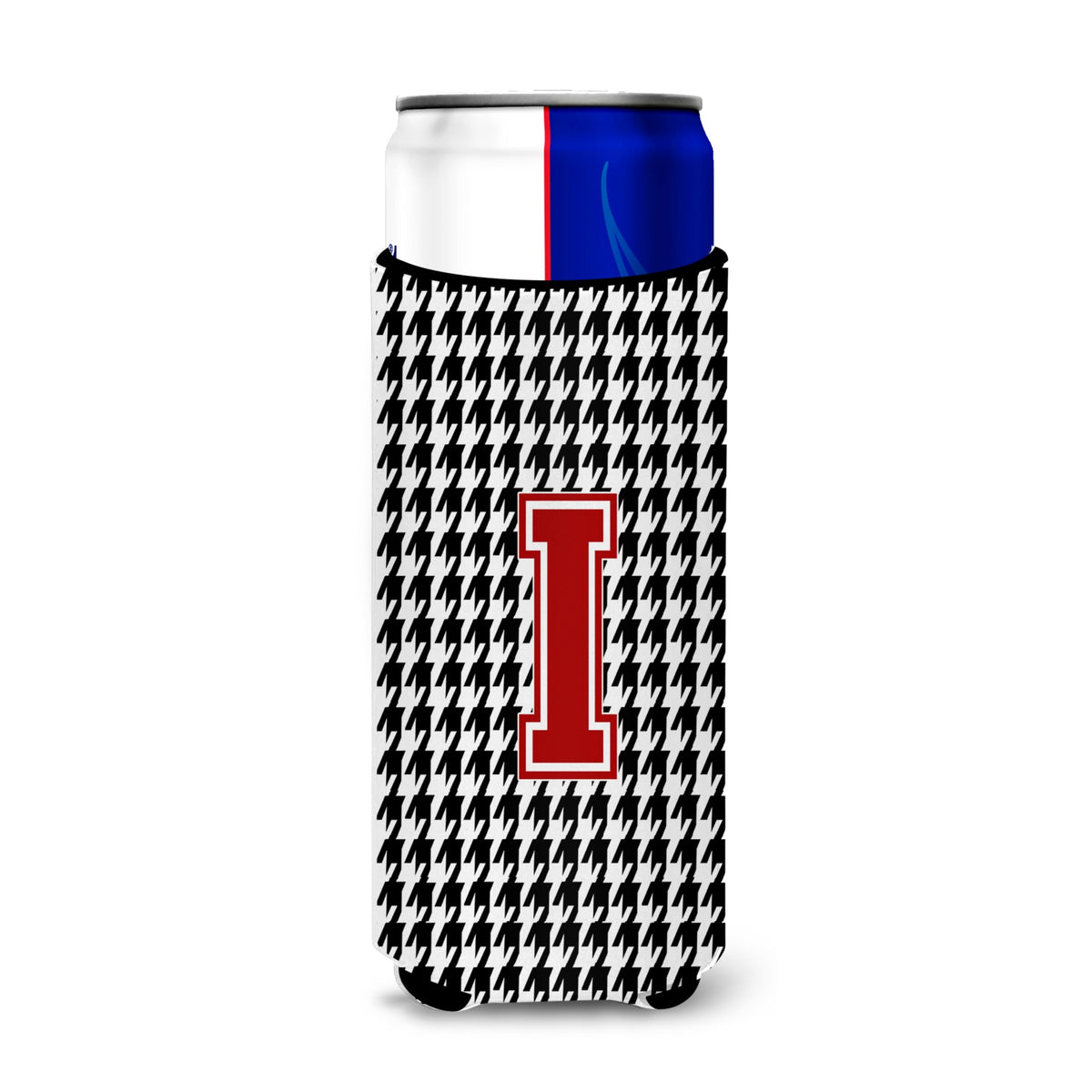 Letter I Monogram - Houndstooth Black Ultra Hugger For Slim Cans