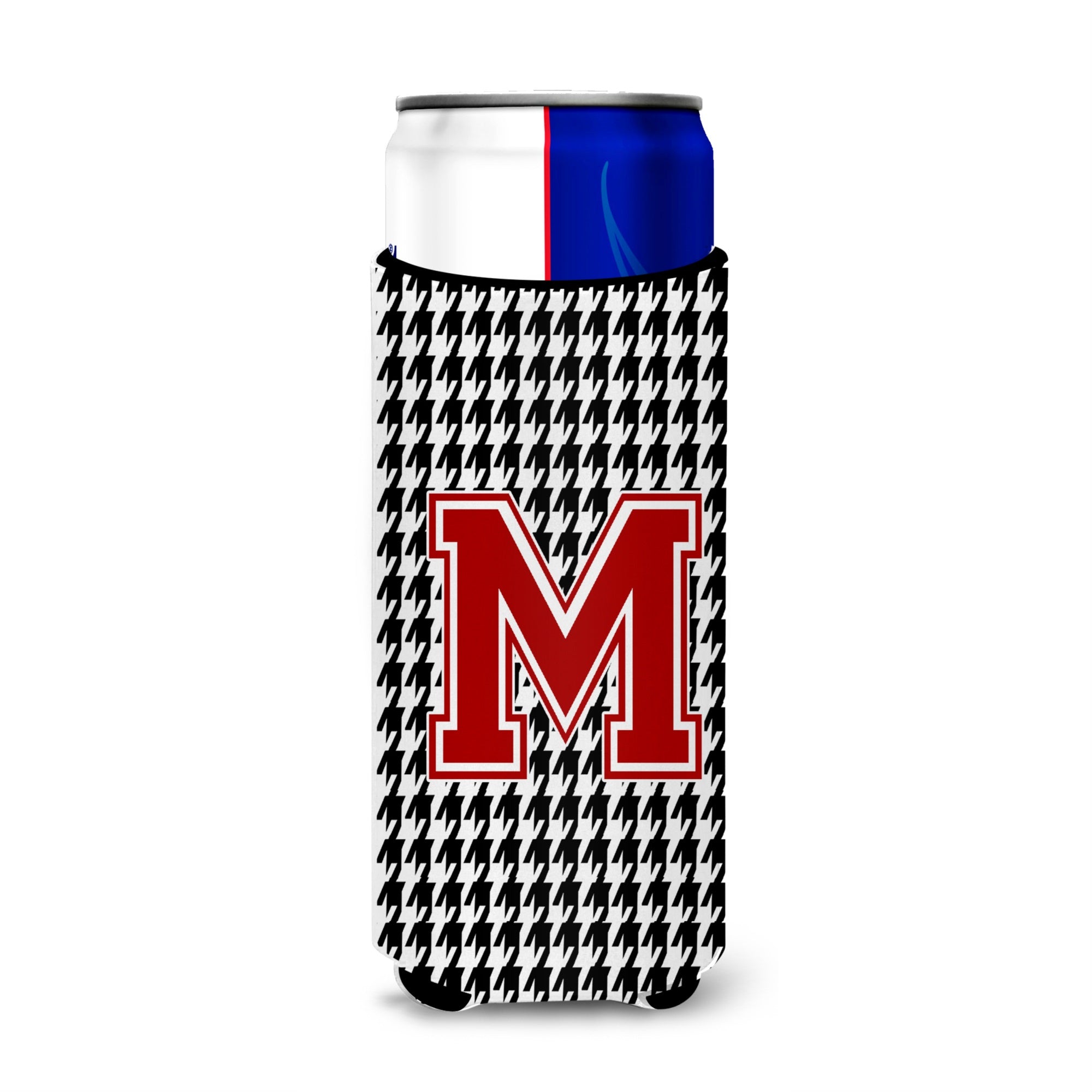 Letter M Monogram - Houndstooth Black Ultra Hugger For Slim Cans