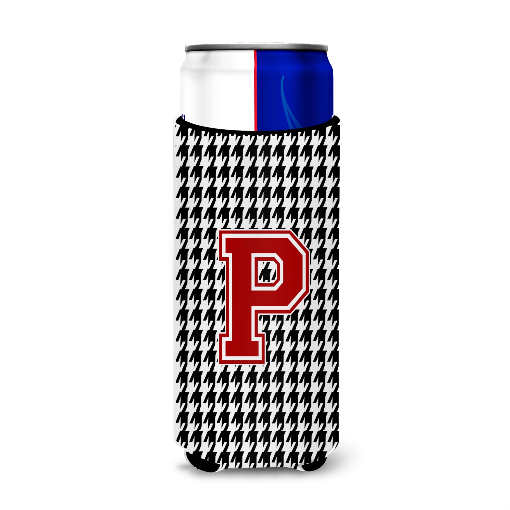 Letter P Monogram - Houndstooth Black Ultra Hugger For Slim Cans