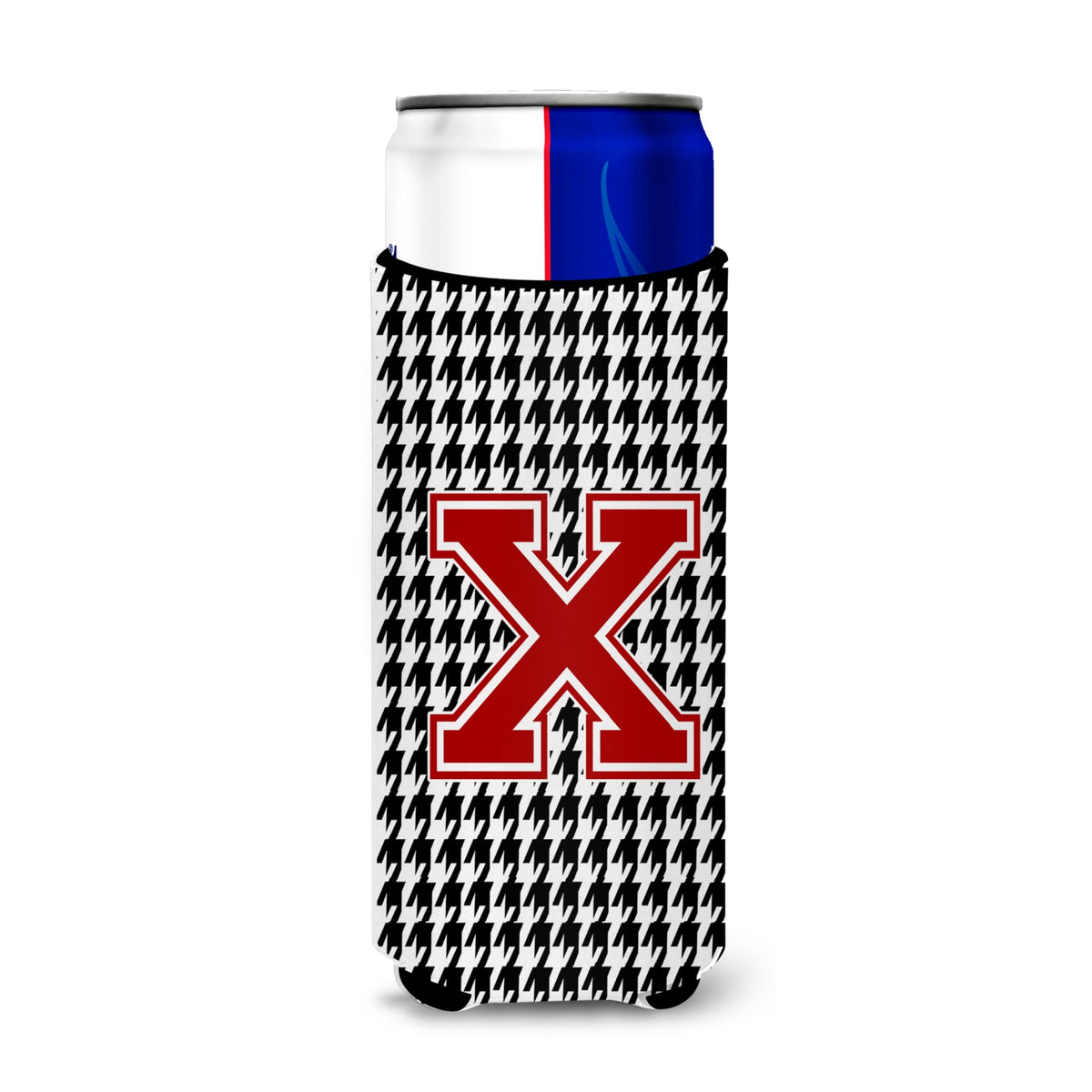 Letter X Monogram - Houndstooth Black Ultra Hugger For Slim Cans