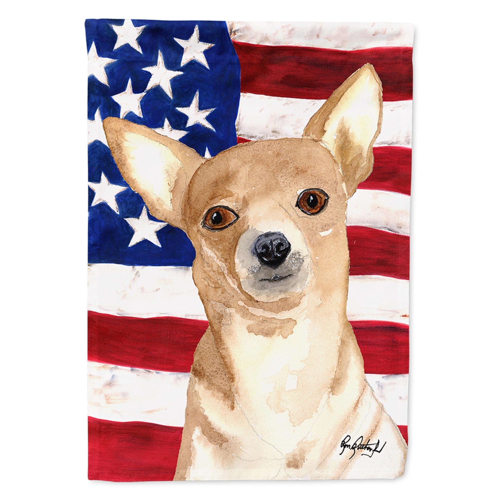 Usa American Flag With Chihuahua Flag Garden Size