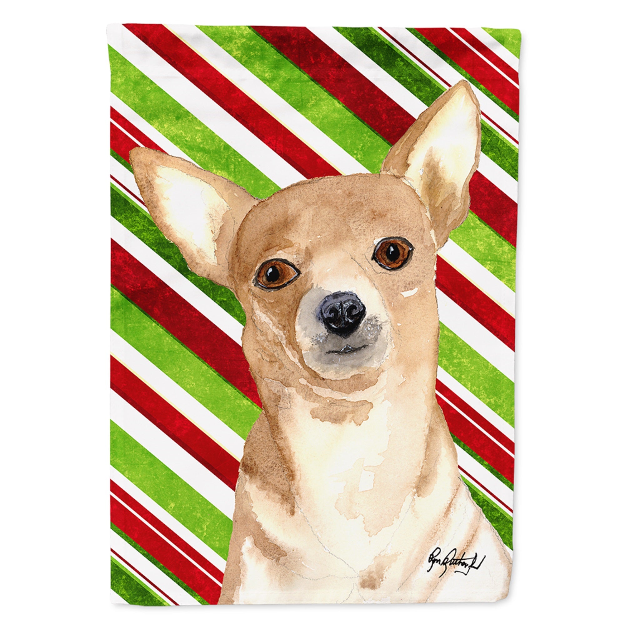 Chihuahua Candy Cane Christmas Flag Garden Size