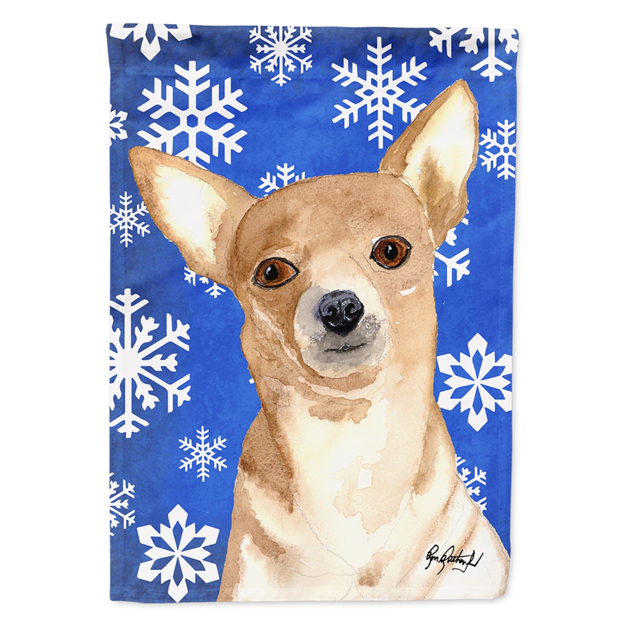 Chihuahua Winter Snowflakes Flag Garden Size