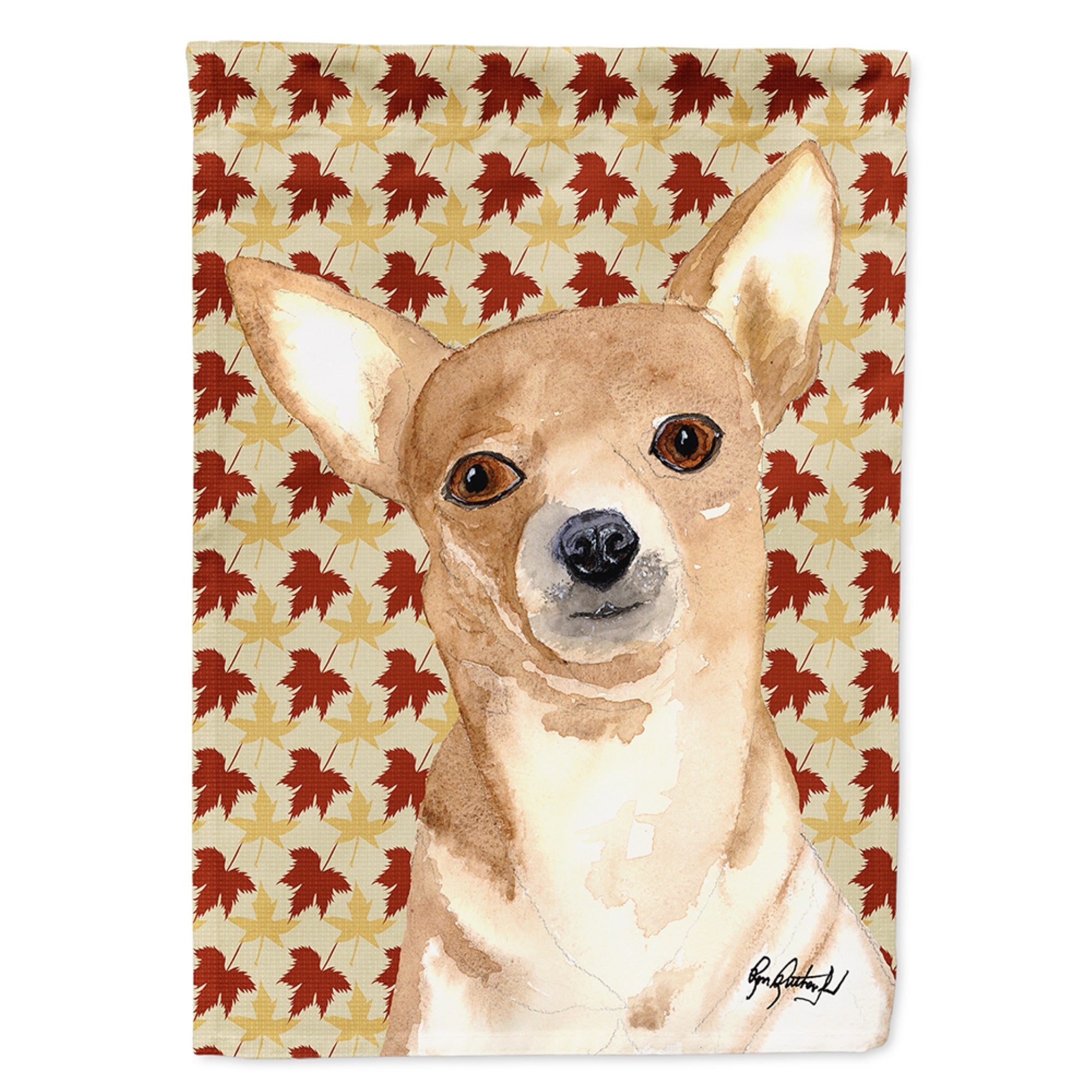 Chihuahua Fall Leaves Flag Garden Size