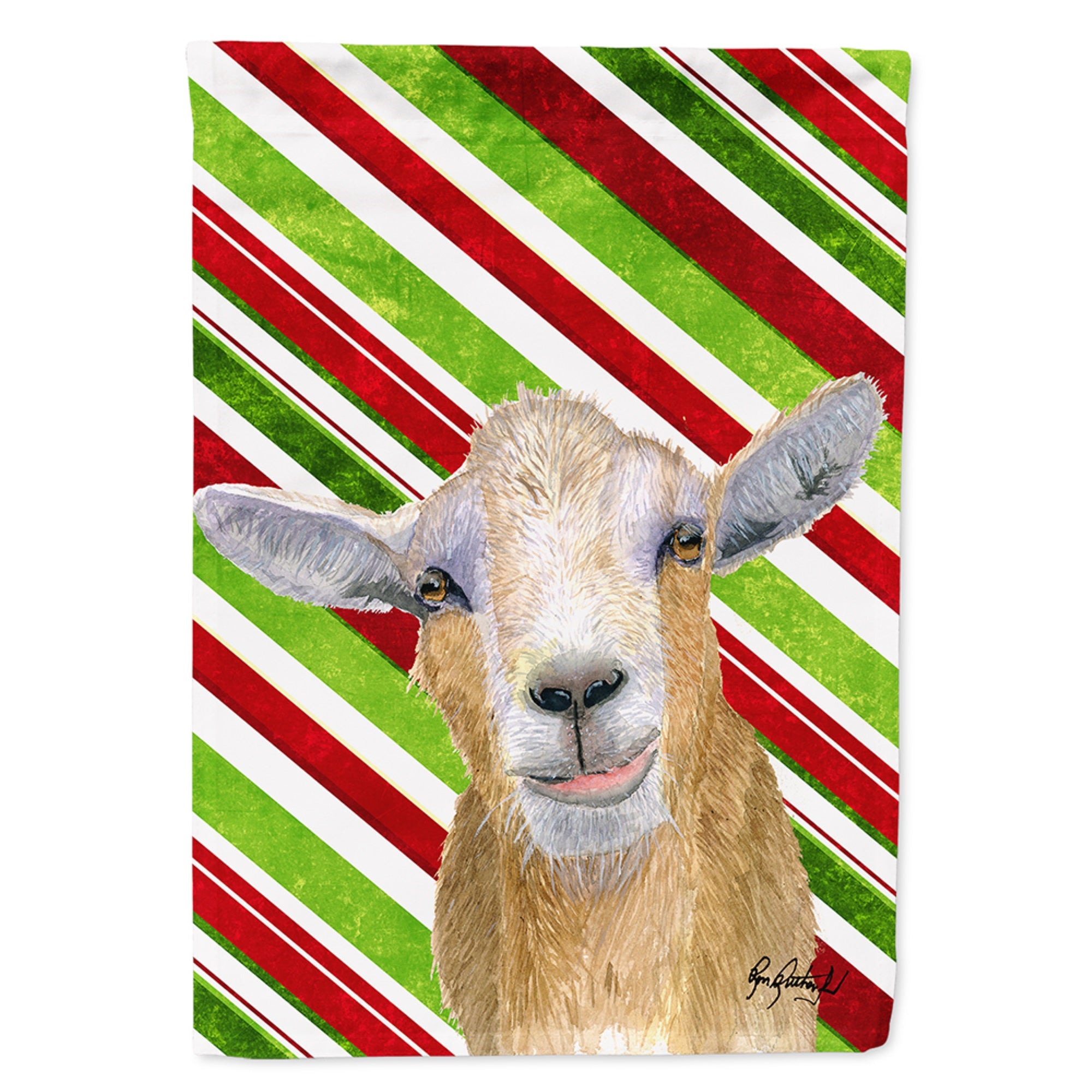 Goat Red Snowflakes Holiday Christmas  Flag Garden Size