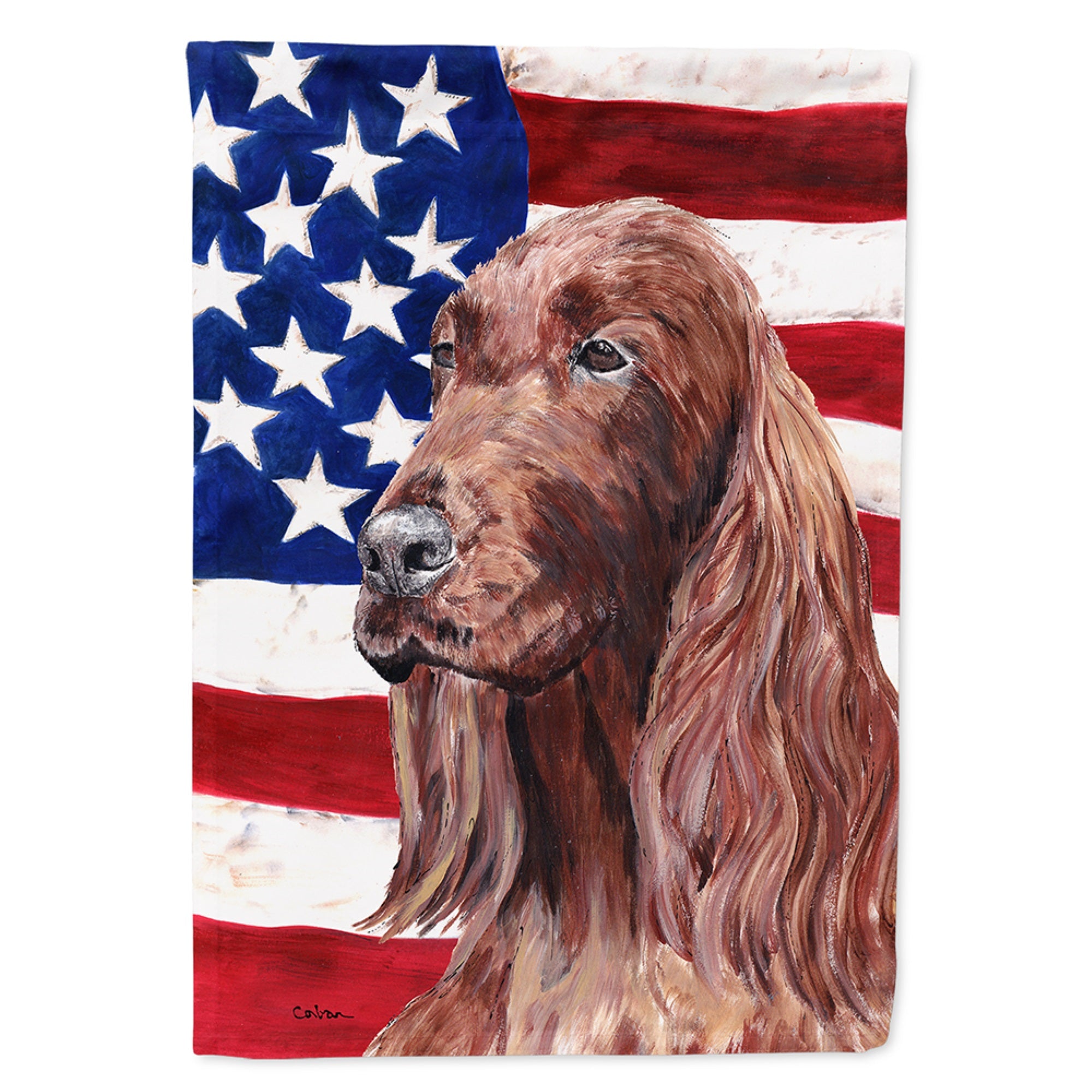 Irish Setter With American Flag Flag Garden Size