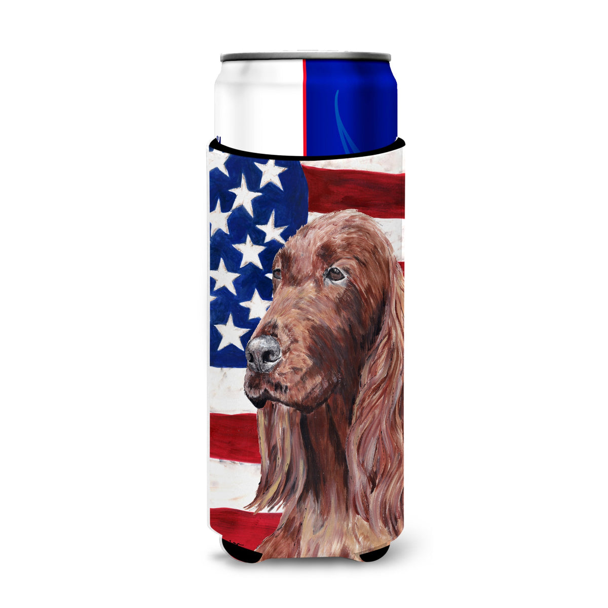 Irish Setter With American Flag Ultra Hugger For Slim Cans