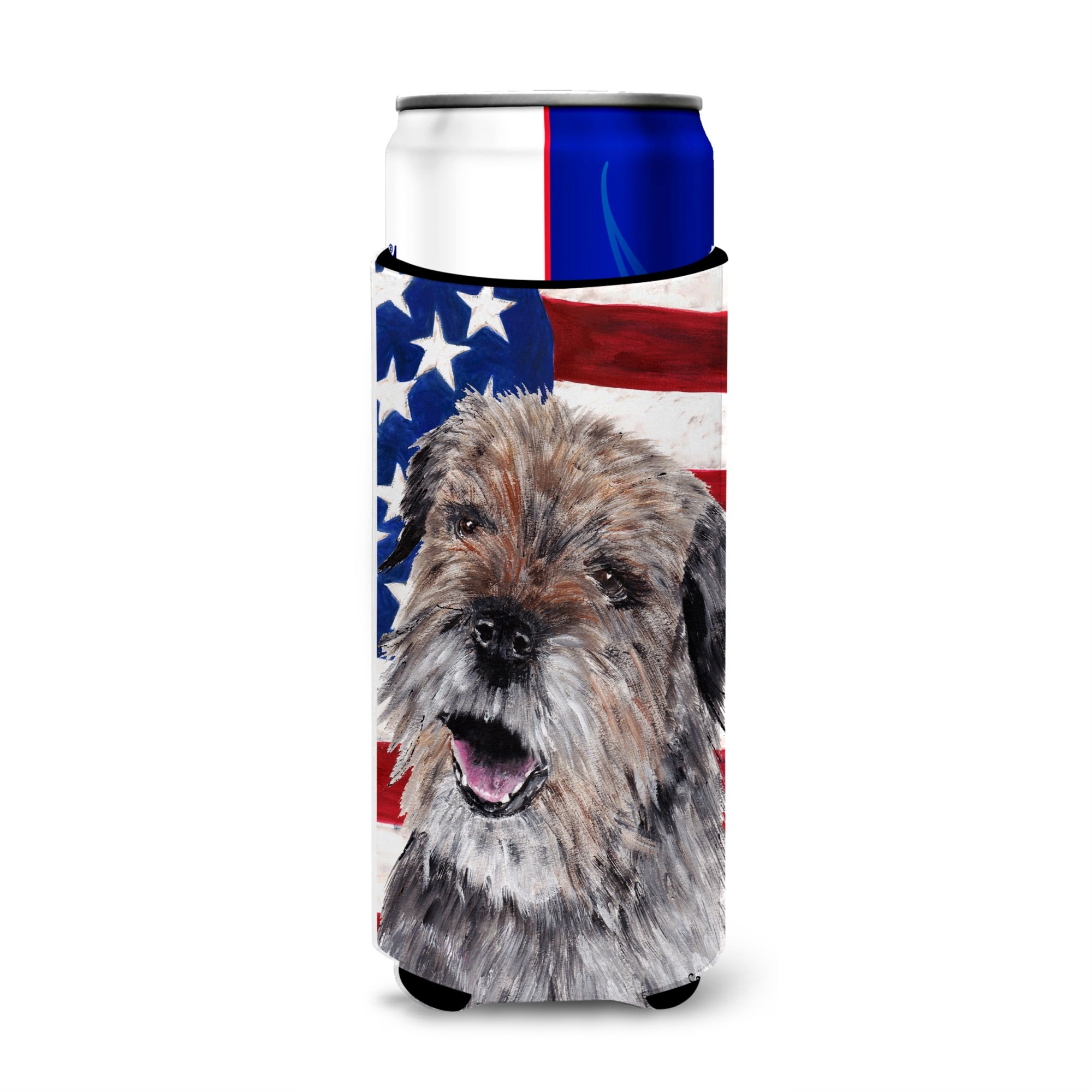 Border Terrier With American Flag Ultra Hugger For Slim Cans
