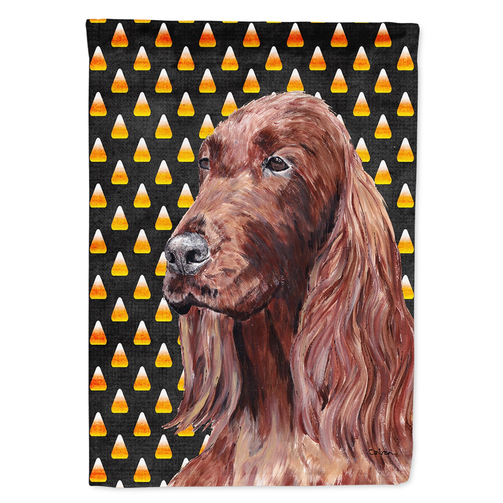 Irish Setter Candy Corn Halloween Flag Garden Size