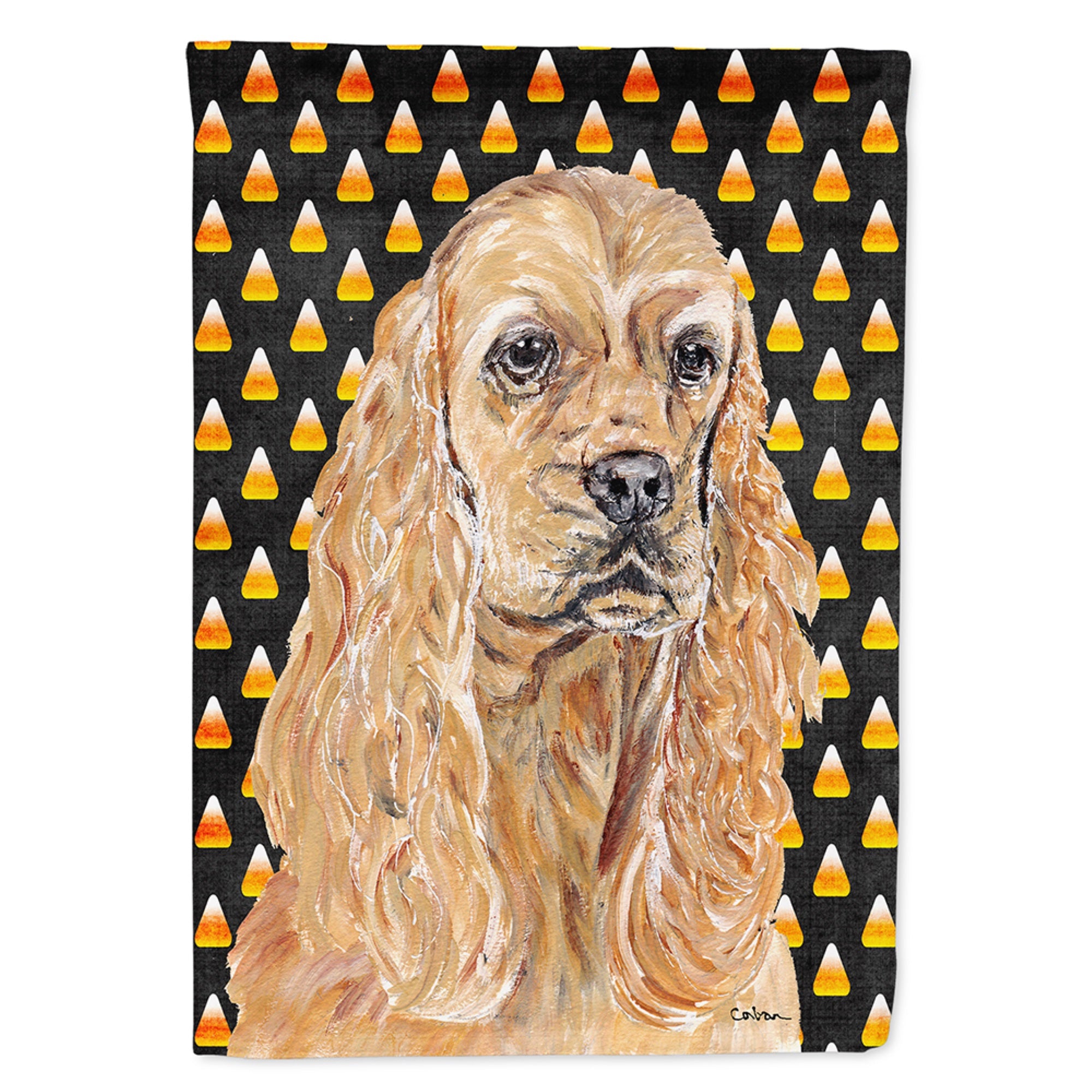 Buff Cocker Spaniel  Candy Corn Halloween Flag Garden Size