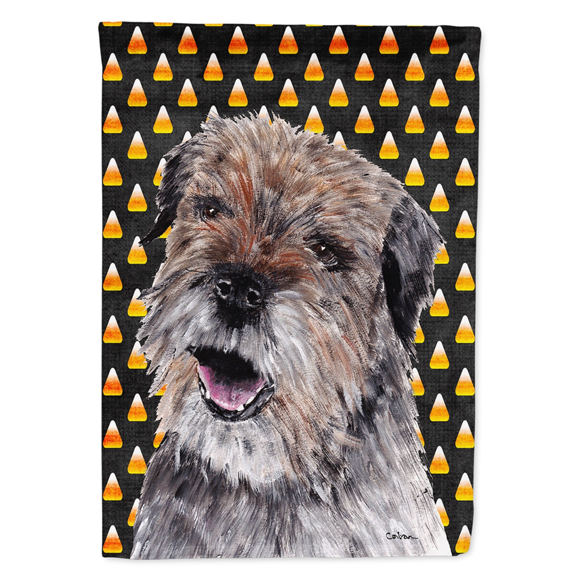 Border Terrier  Candy Corn Halloween Flag Garden Size