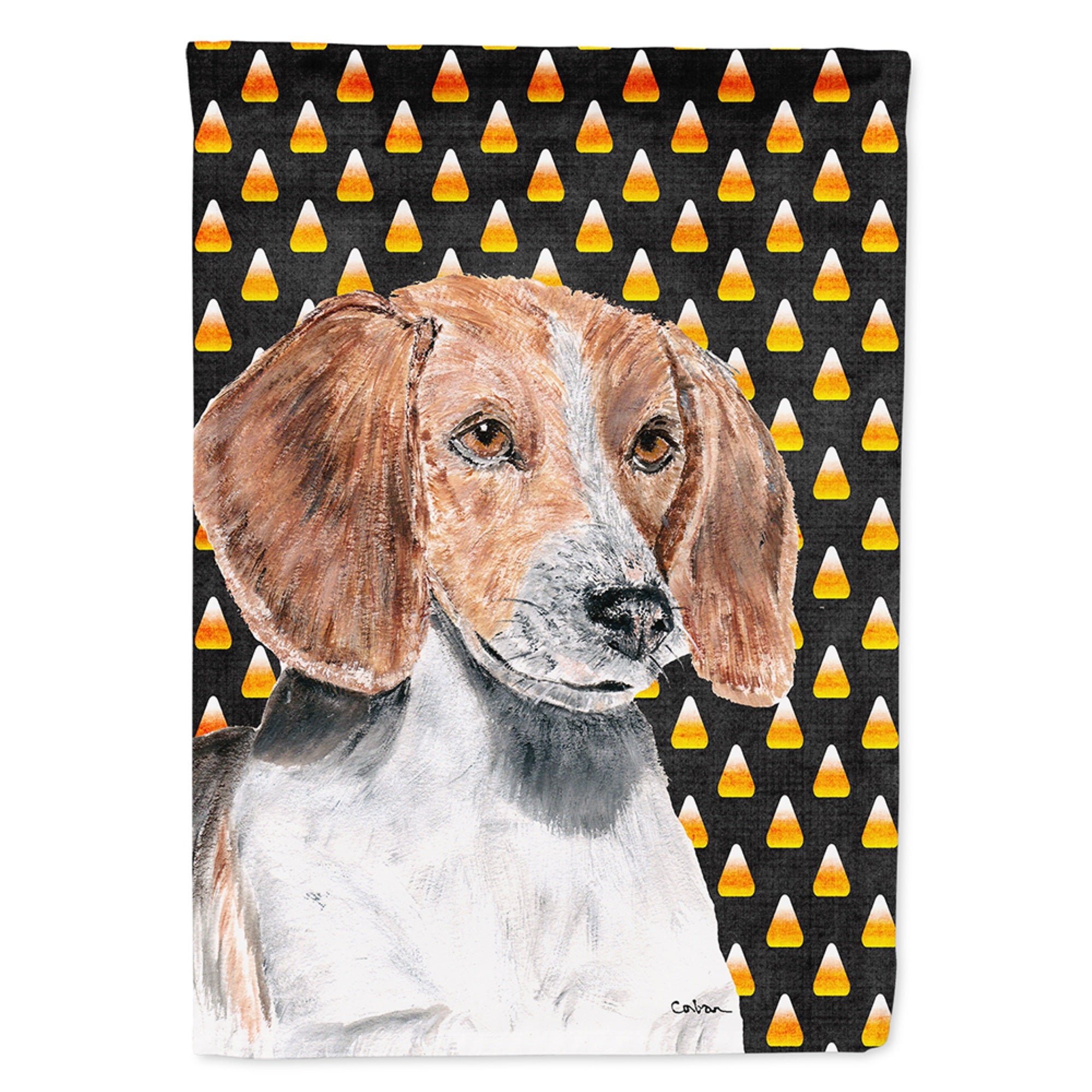 English Foxhound Candy Corn Halloween Flag Garden Size