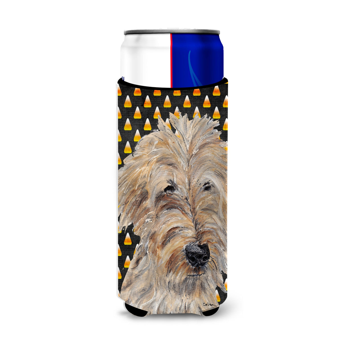 Golden Doodle Candy Corn Halloween Ultra Hugger For Slim Cans