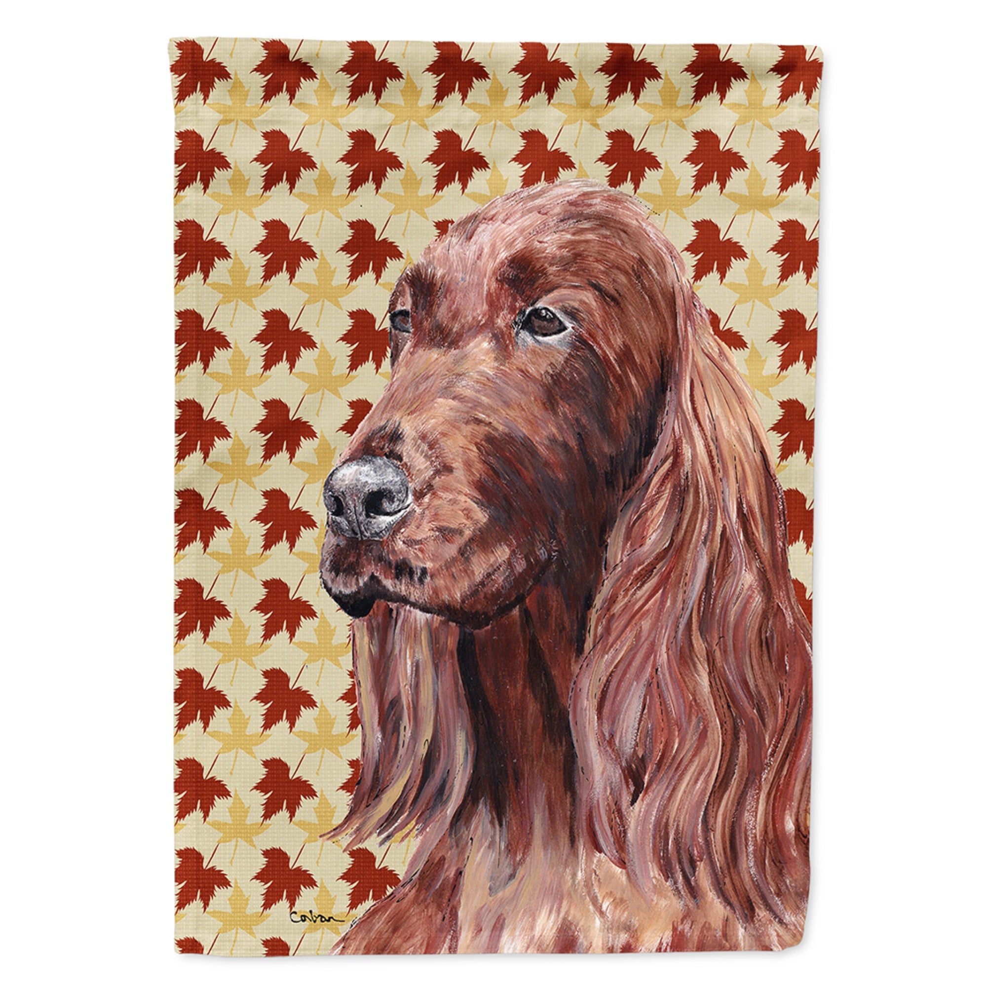 Irish Setter Fall Leaves Flag Garden Size