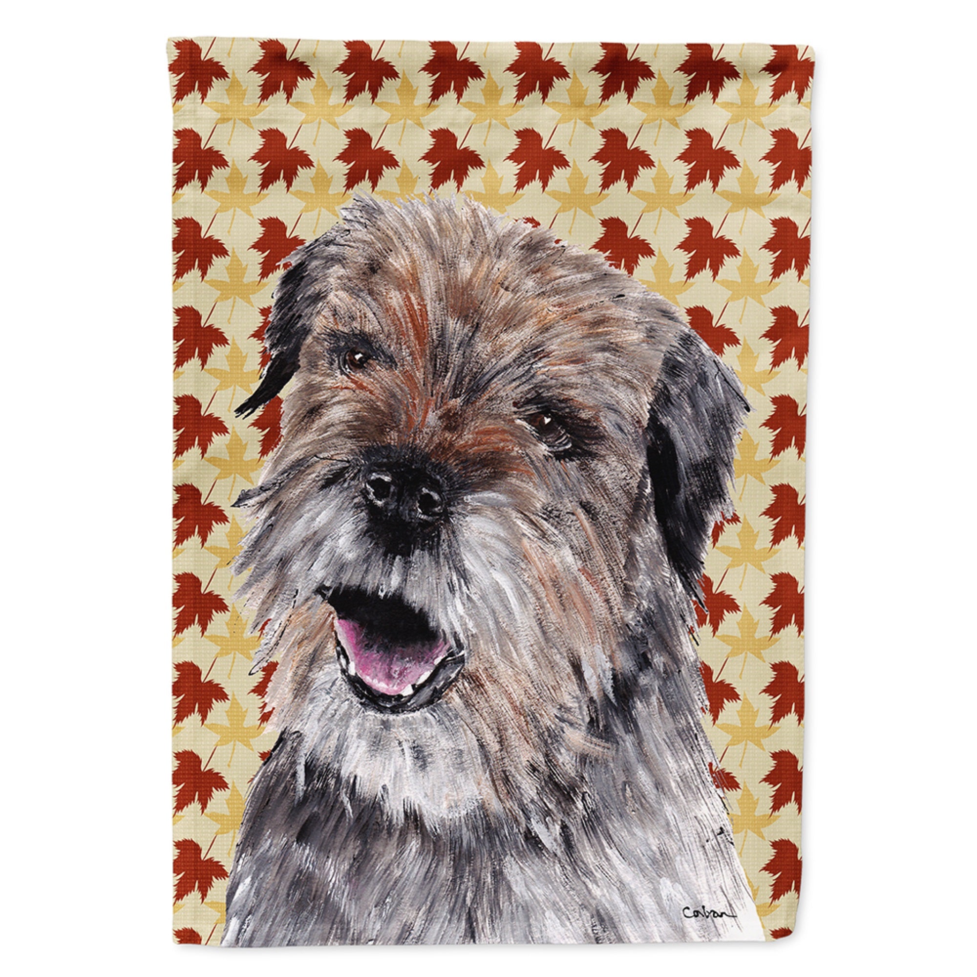 Border Terrier Fall Leaves Flag Garden Size