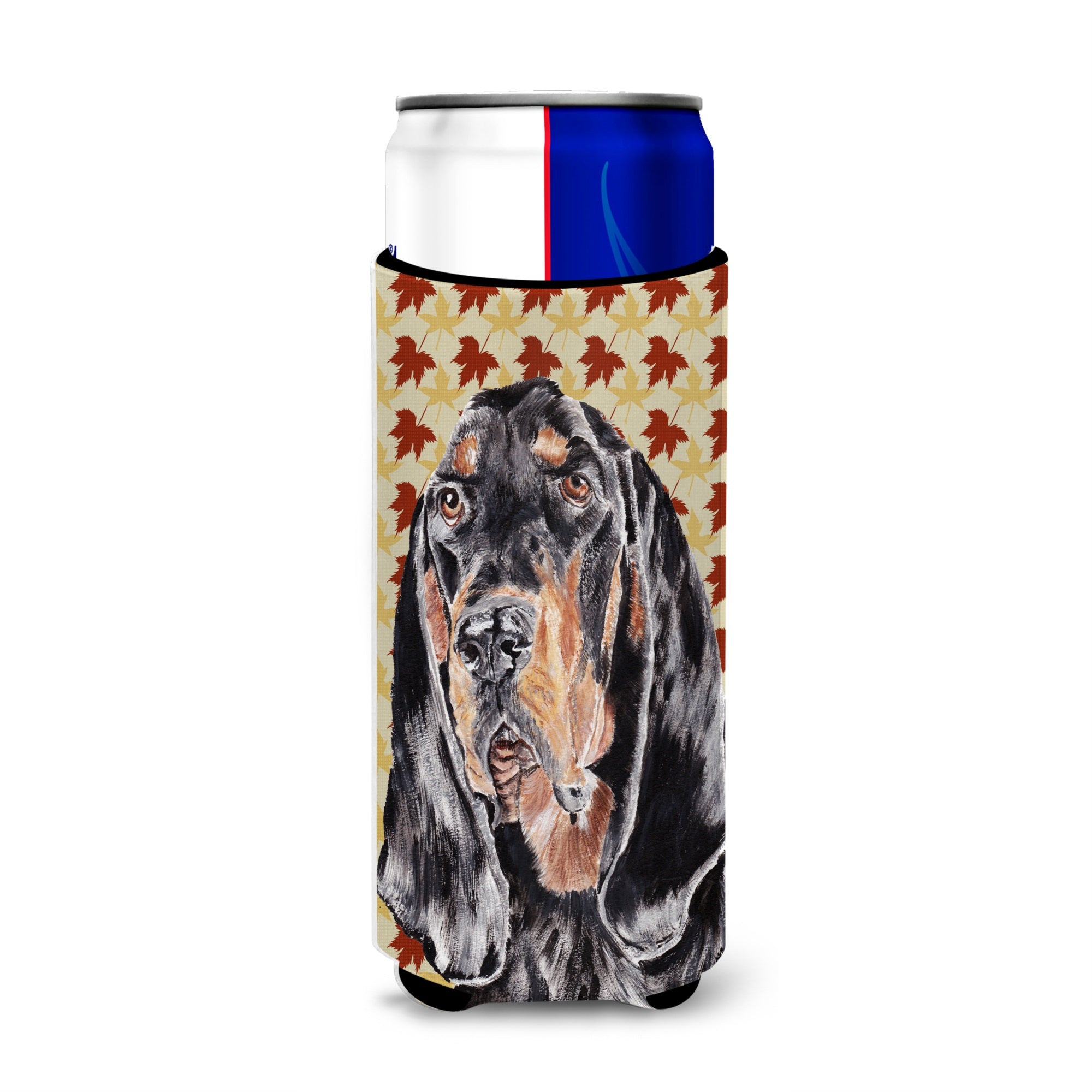 Black And Tan Coonhound Fall Leaves Ultra Hugger For Slim Cans