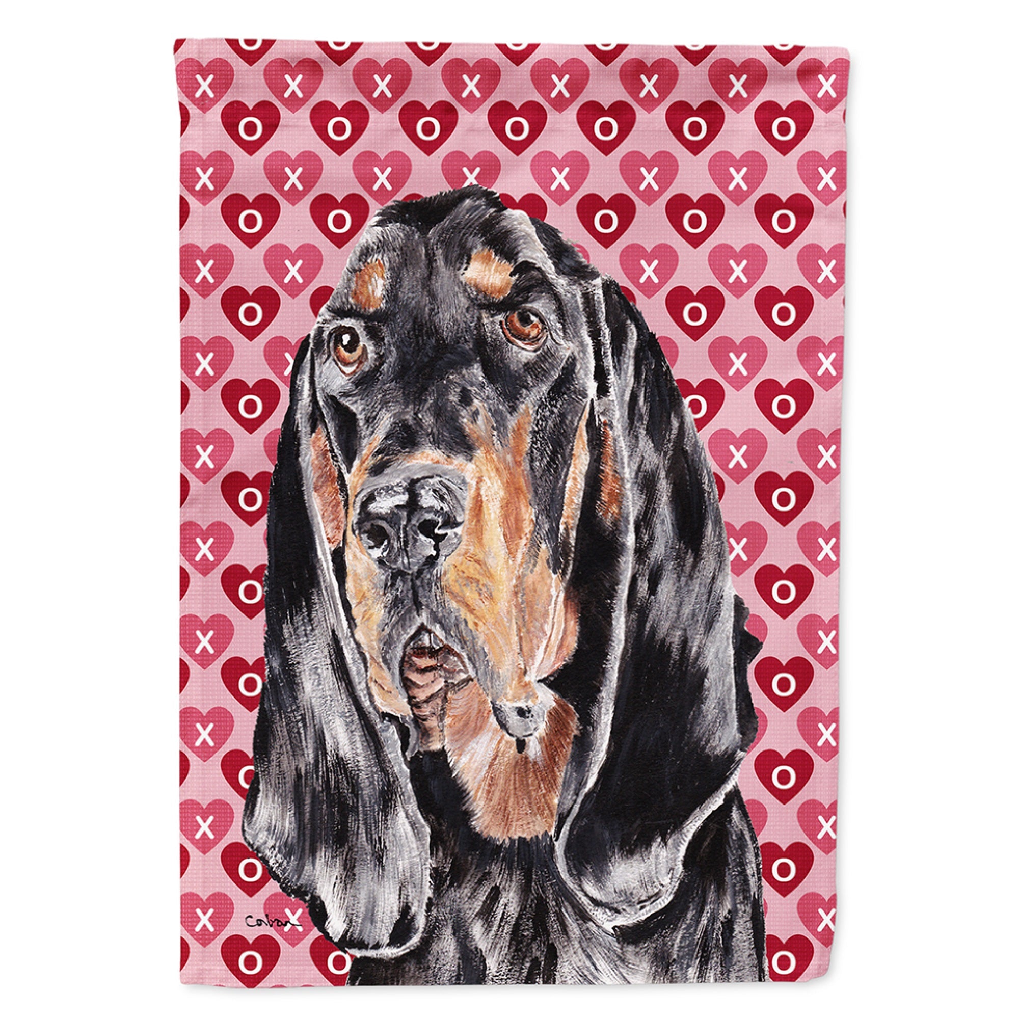 Black And Tan Coonhound Hearts And Love Flag Garden Size