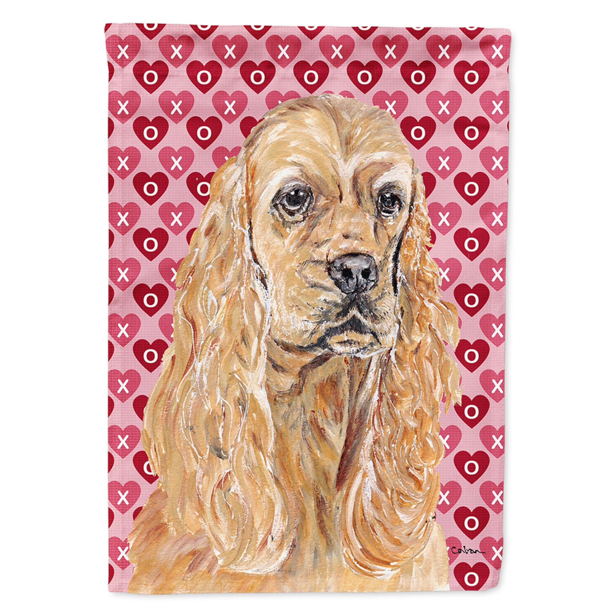 Buff Cocker Spaniel Hearts And Love Flag Garden Size
