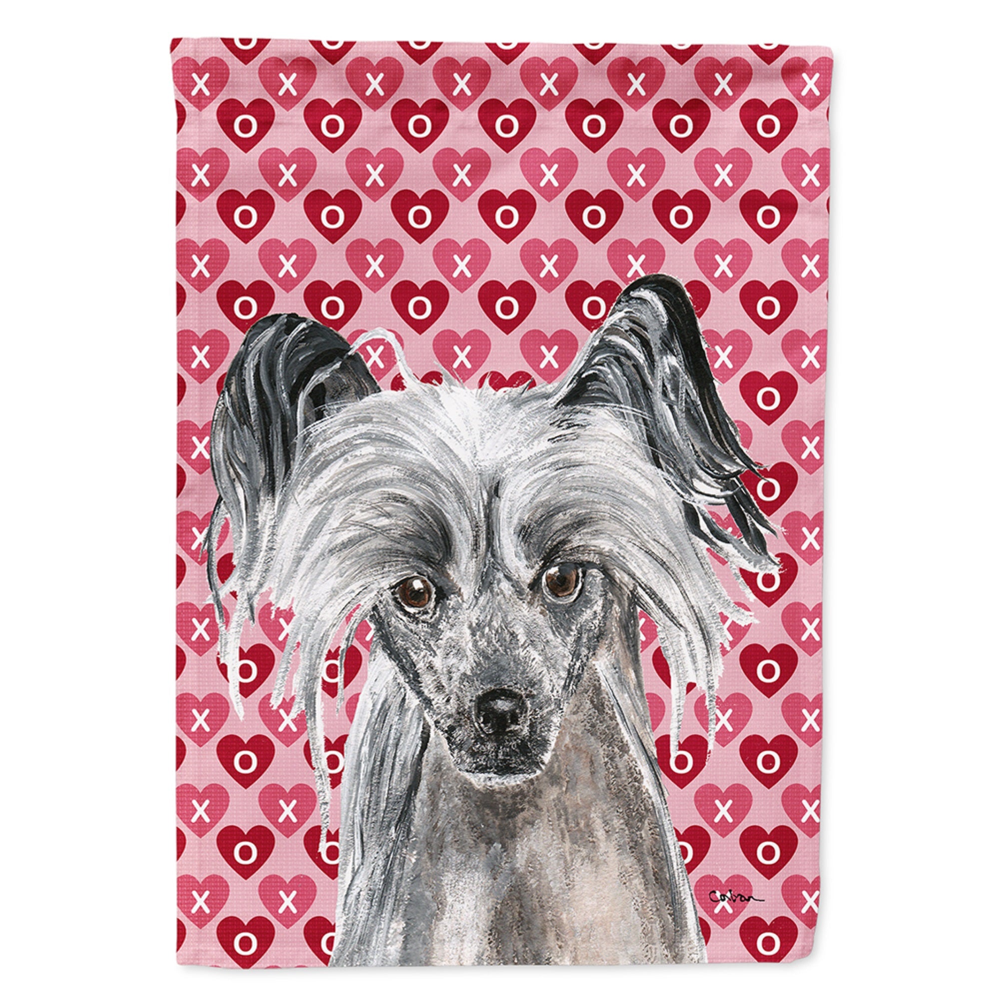 Chinese Crested Hearts And Love Flag Garden Size