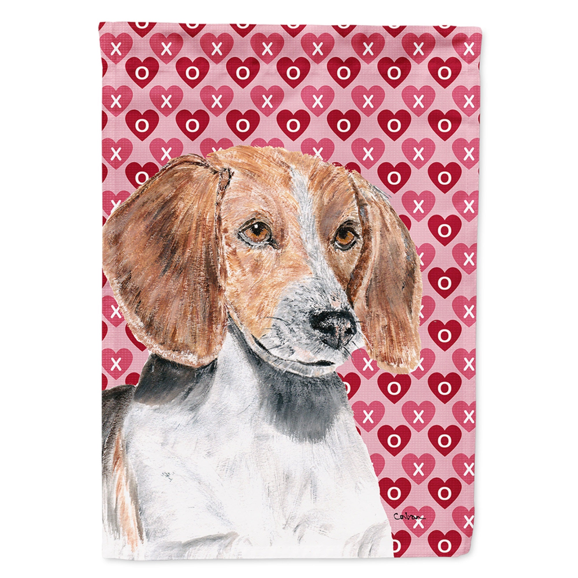 English Foxhound Hearts And Love Flag Garden Size