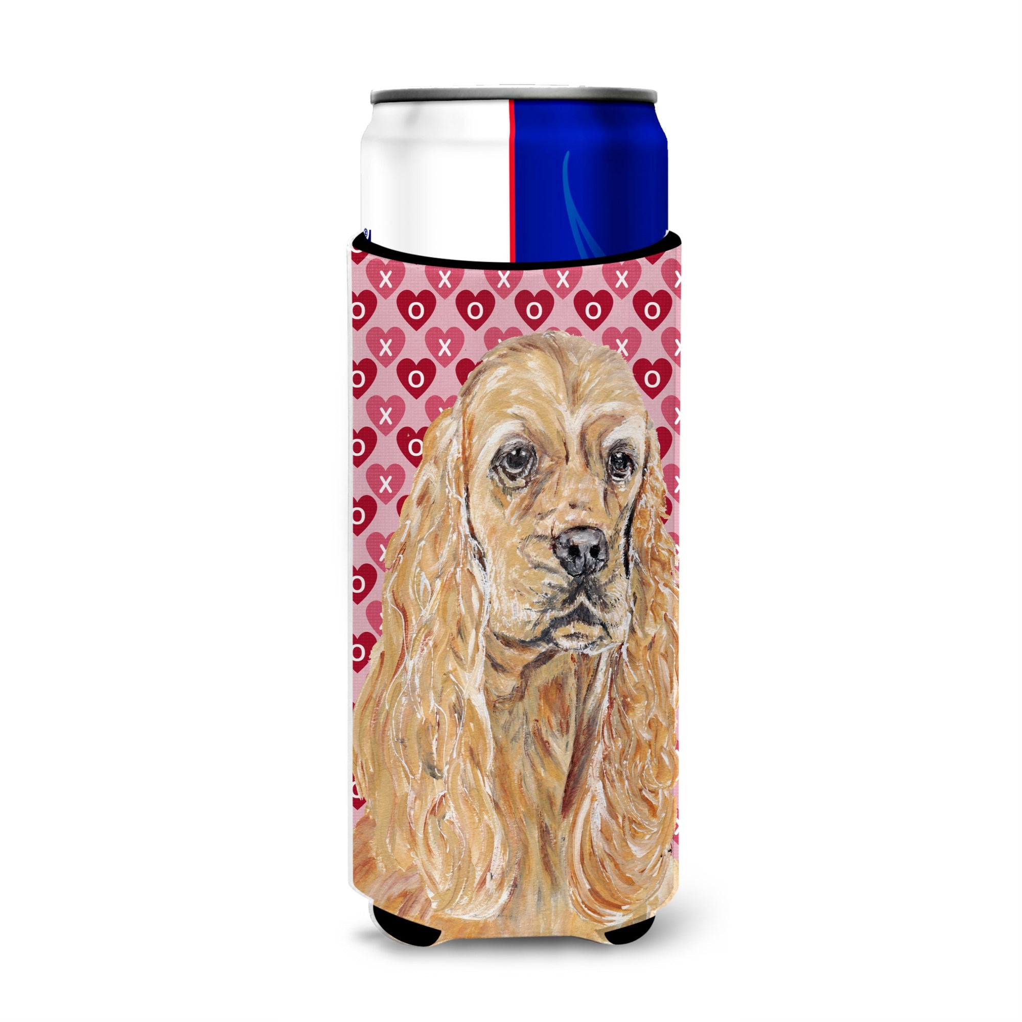 Buff Cocker Spaniel Hearts And Love Ultra Hugger For Slim Cans