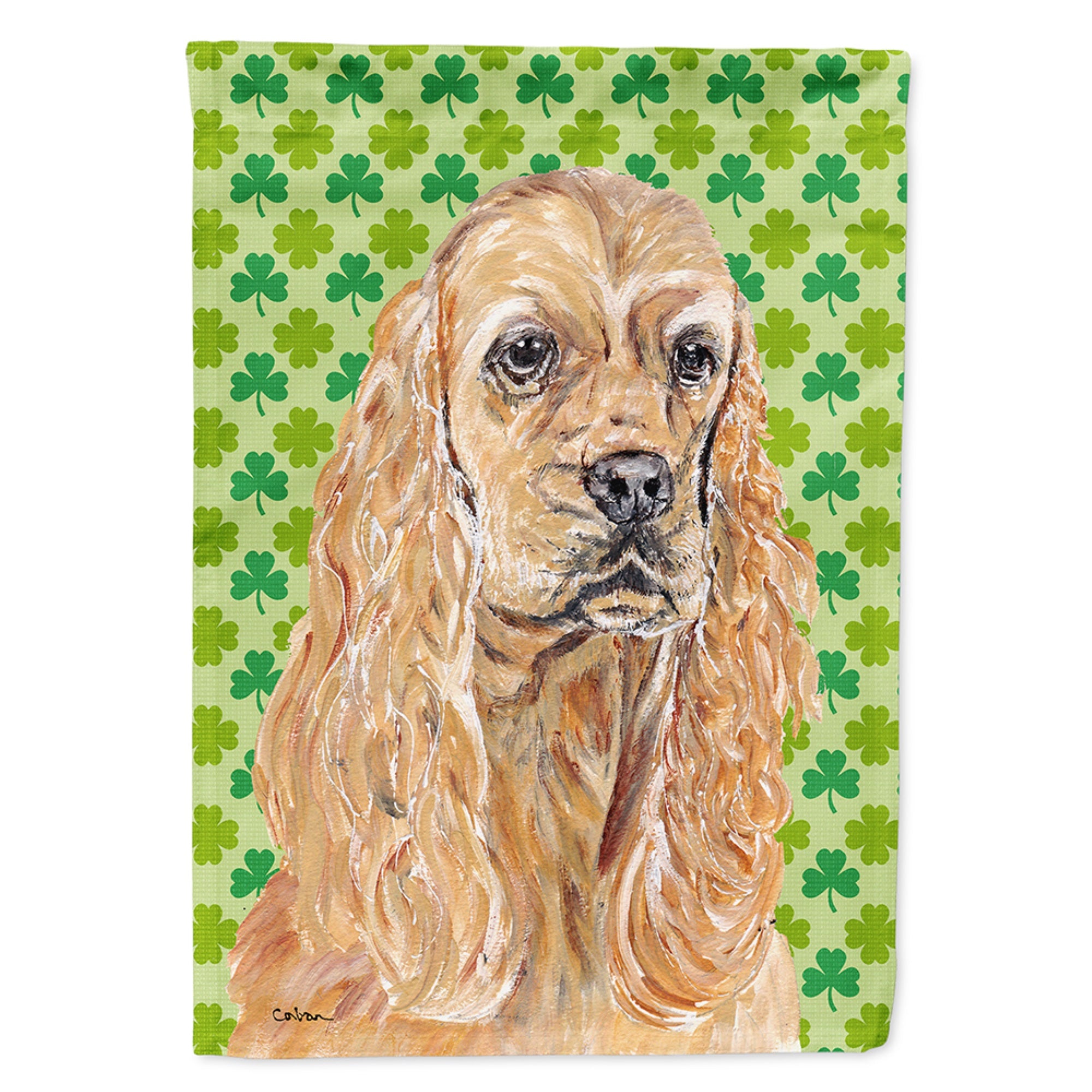 Buff Cocker Spaniel Lucky Shamrock St. Patrick'S Day Flag Garden Size