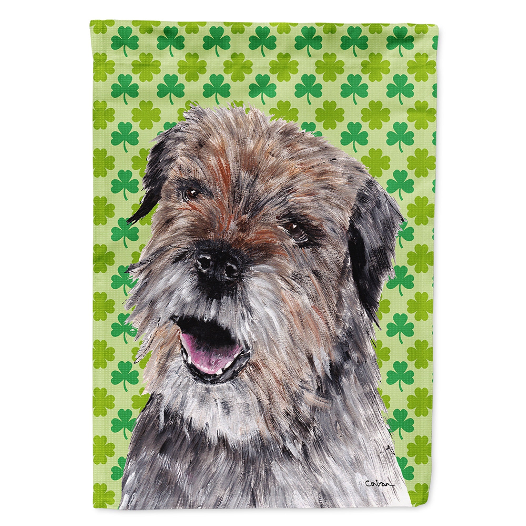Border Terrier Lucky Shamrock St. Patrick'S Day Flag Garden Size