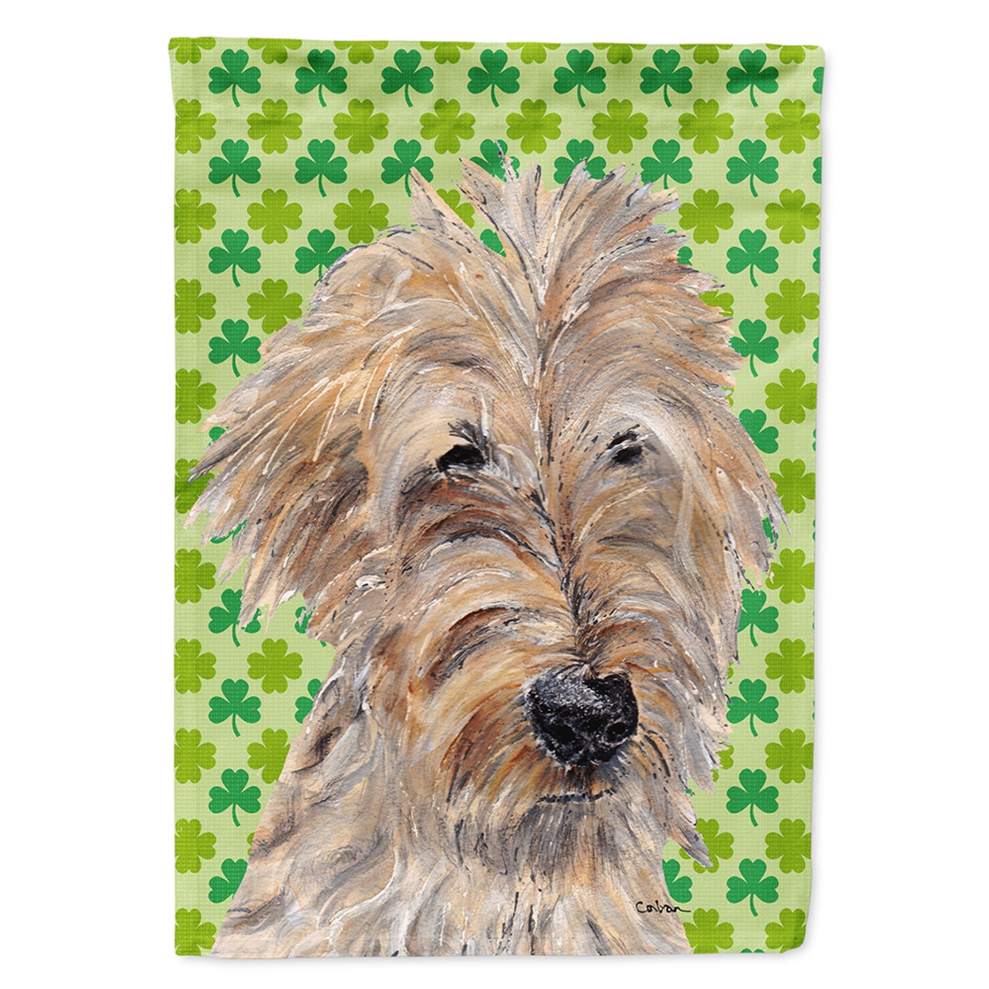 Golden Doodle Lucky Shamrock St. Patrick'S Day Flag Garden Size