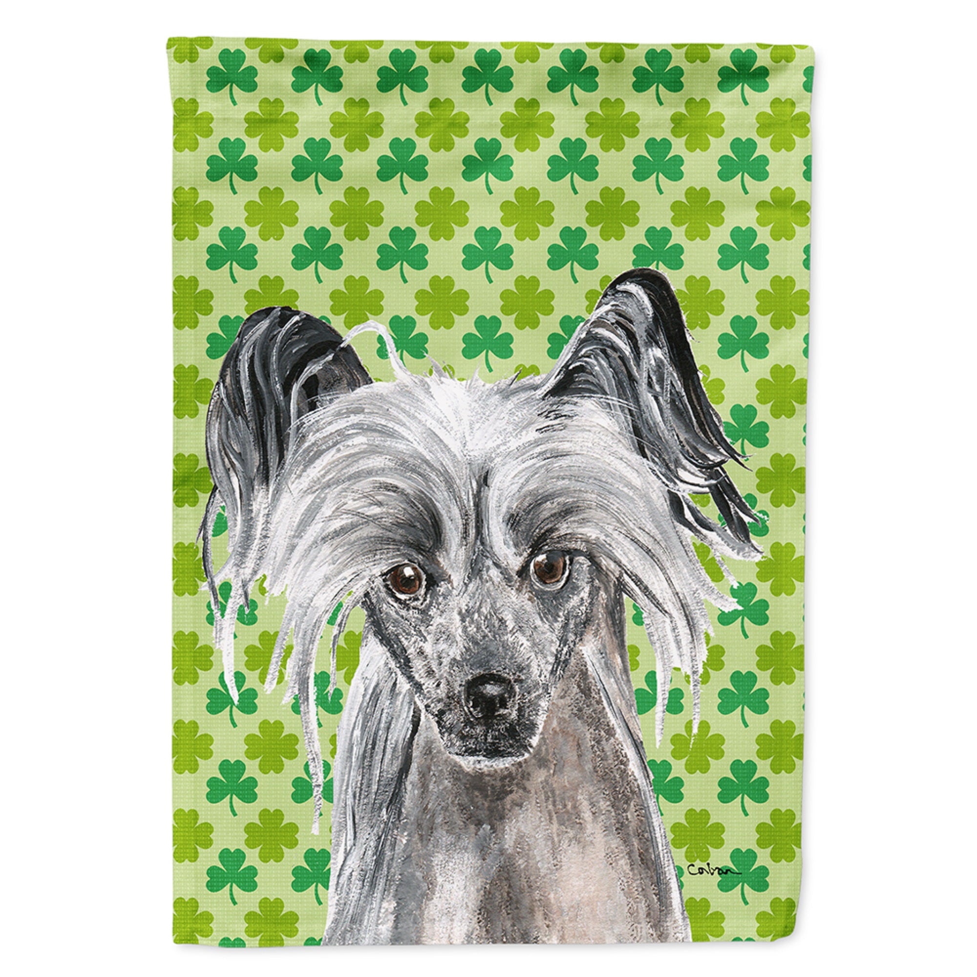 Chinese Crested Lucky Shamrock St. Patrick'S Day Flag Garden Size