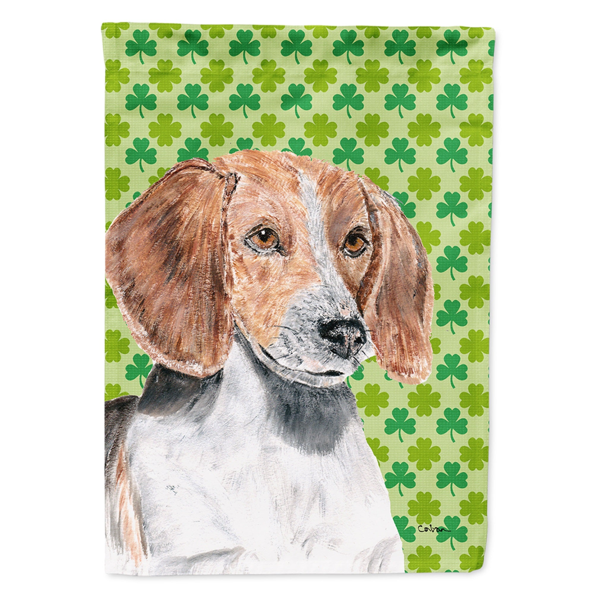 English Foxhound Lucky Shamrock St. Patrick'S Day Flag Garden Size