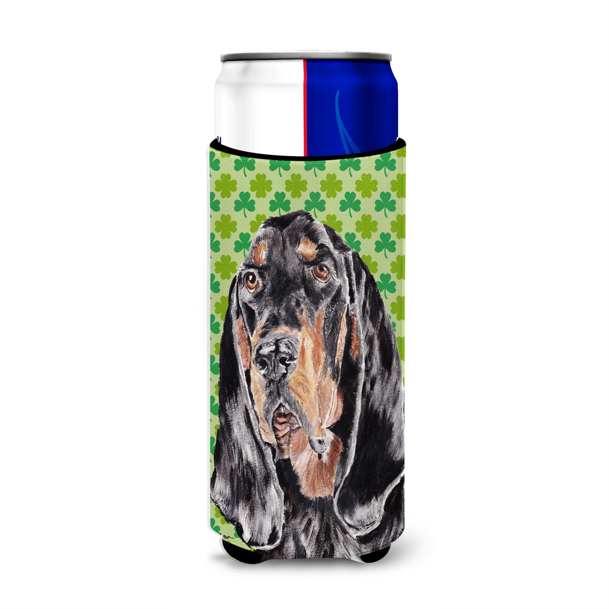 Black And Tan Coonhound Lucky Shamrock St. Patrick'S Day Ultra Hugger For Slim Cans