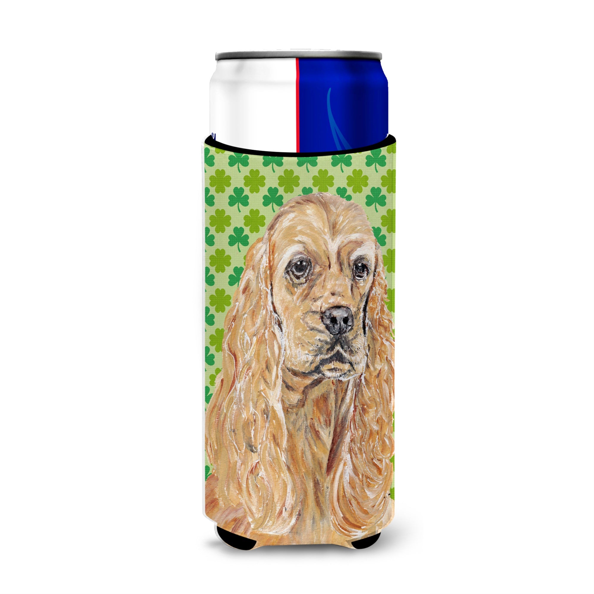 Buff Cocker Spaniel Lucky Shamrock St. Patrick'S Day Ultra Hugger For Slim Cans