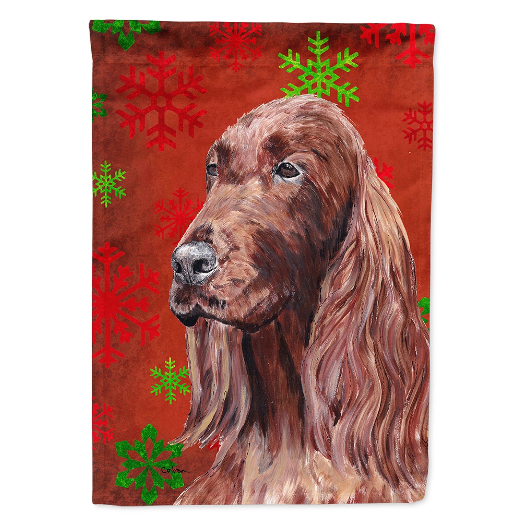 Irish Setter Red Snowflakes Holiday Flag Garden Size