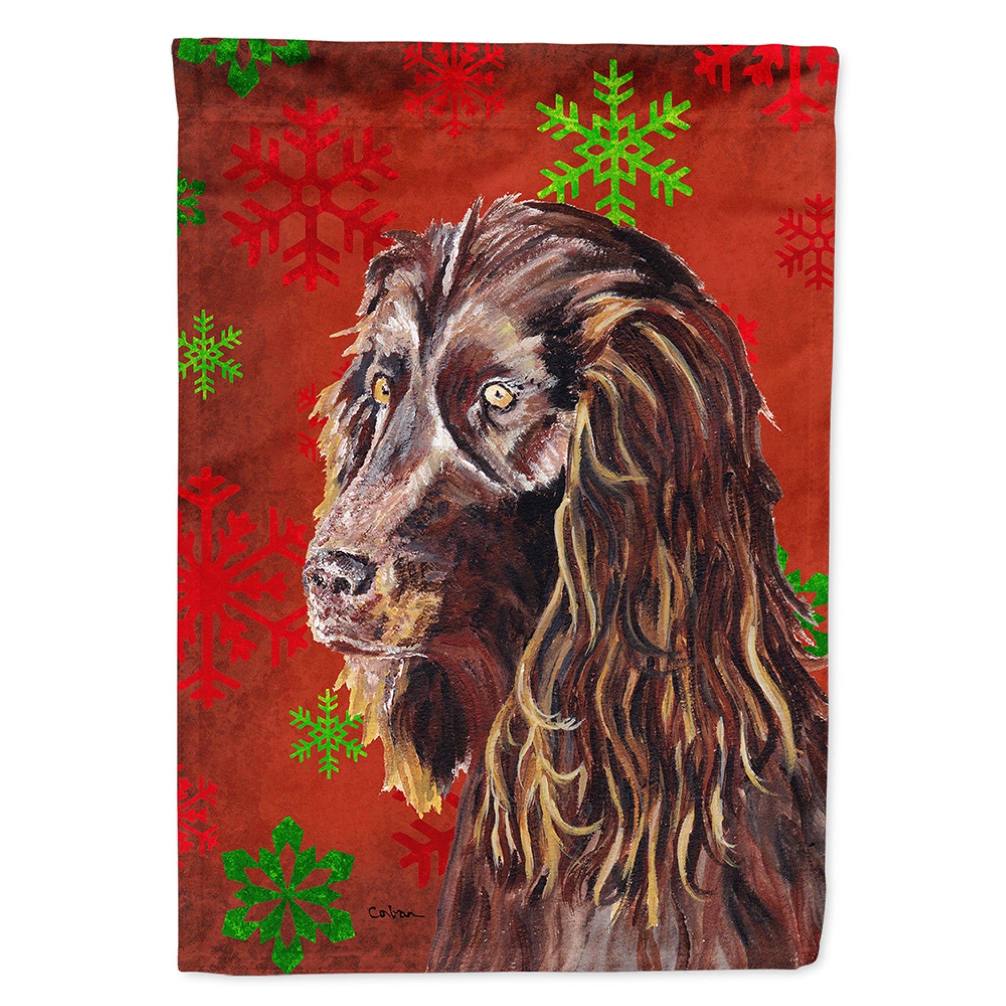 Boykin Spaniel Red Snowflakes Holiday Flag Garden Size