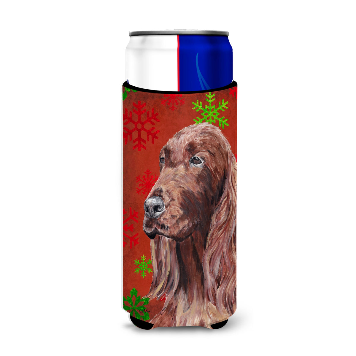 Irish Setter Red Snowflakes Holiday Ultra Hugger For Slim Cans
